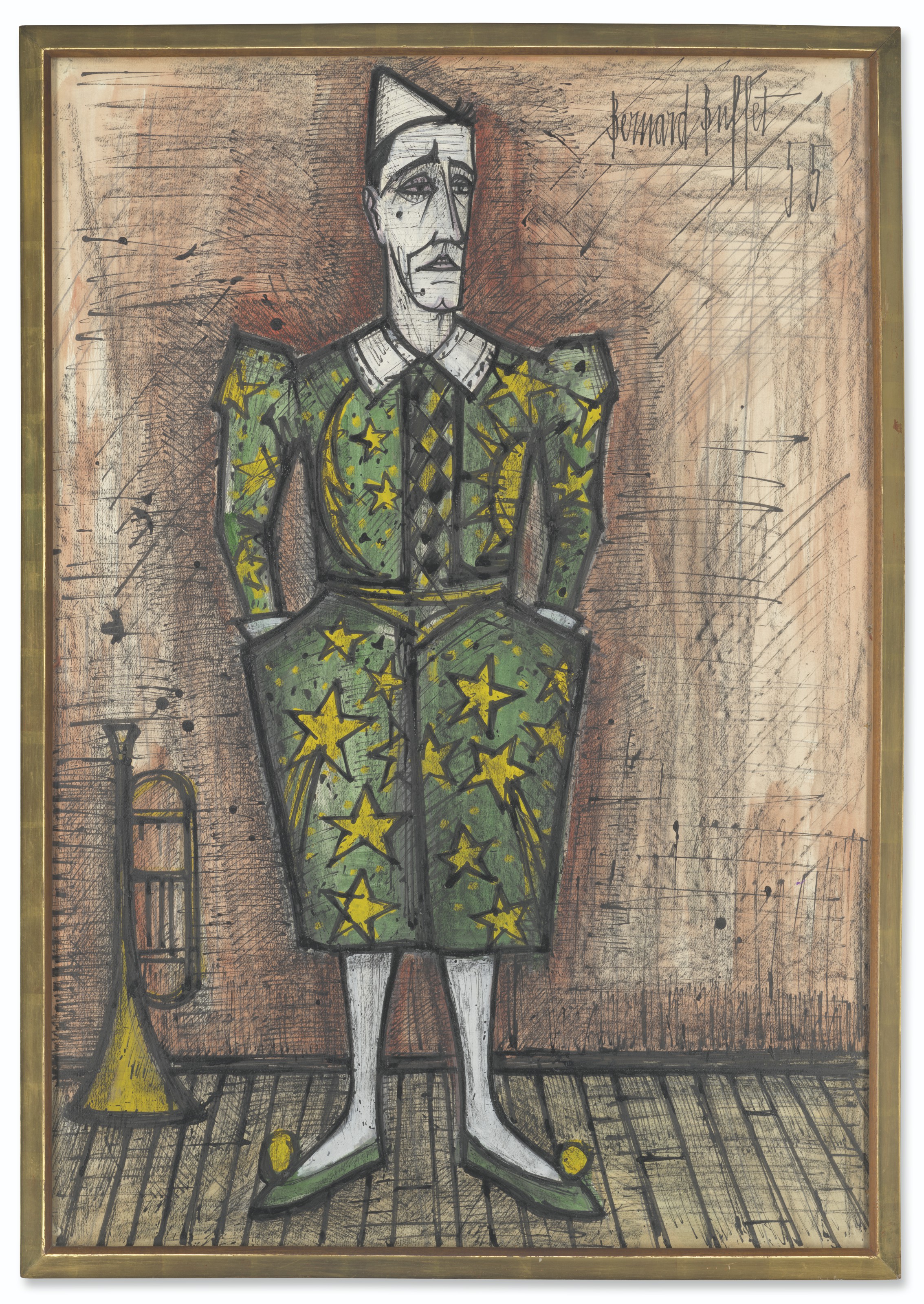 Bernard Buffet — Клоун а-ля тромпетт, изображение 2