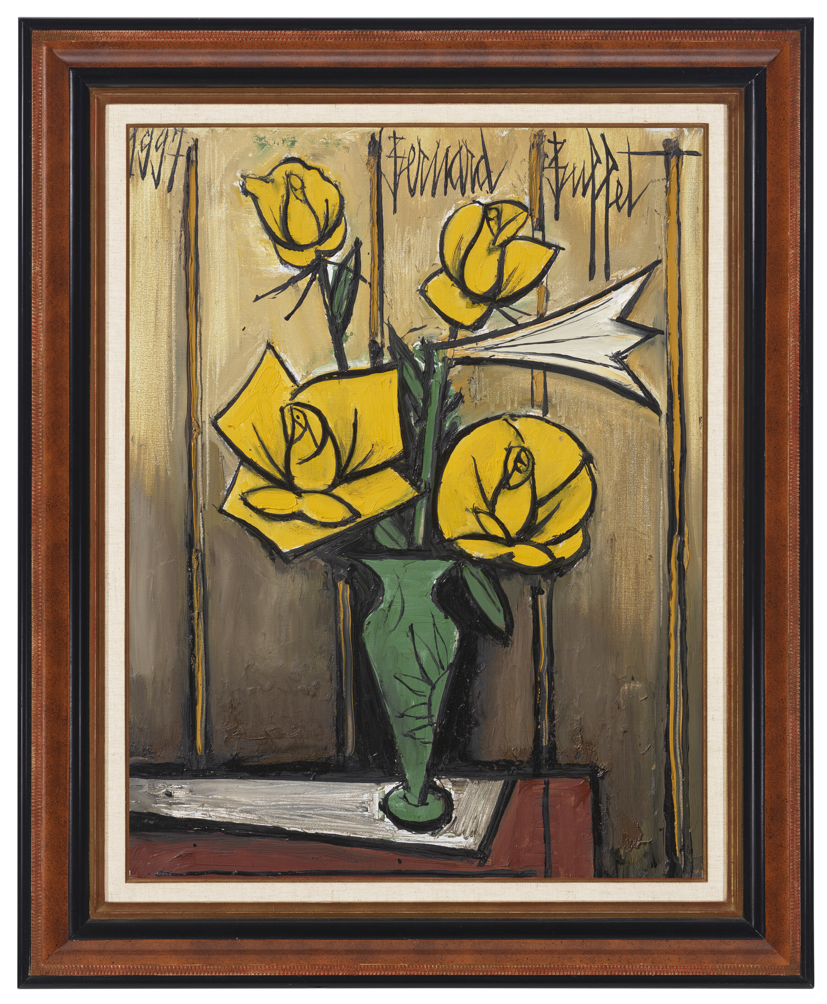Bernard Buffet — Желтые розы и лиз, изображение 2
