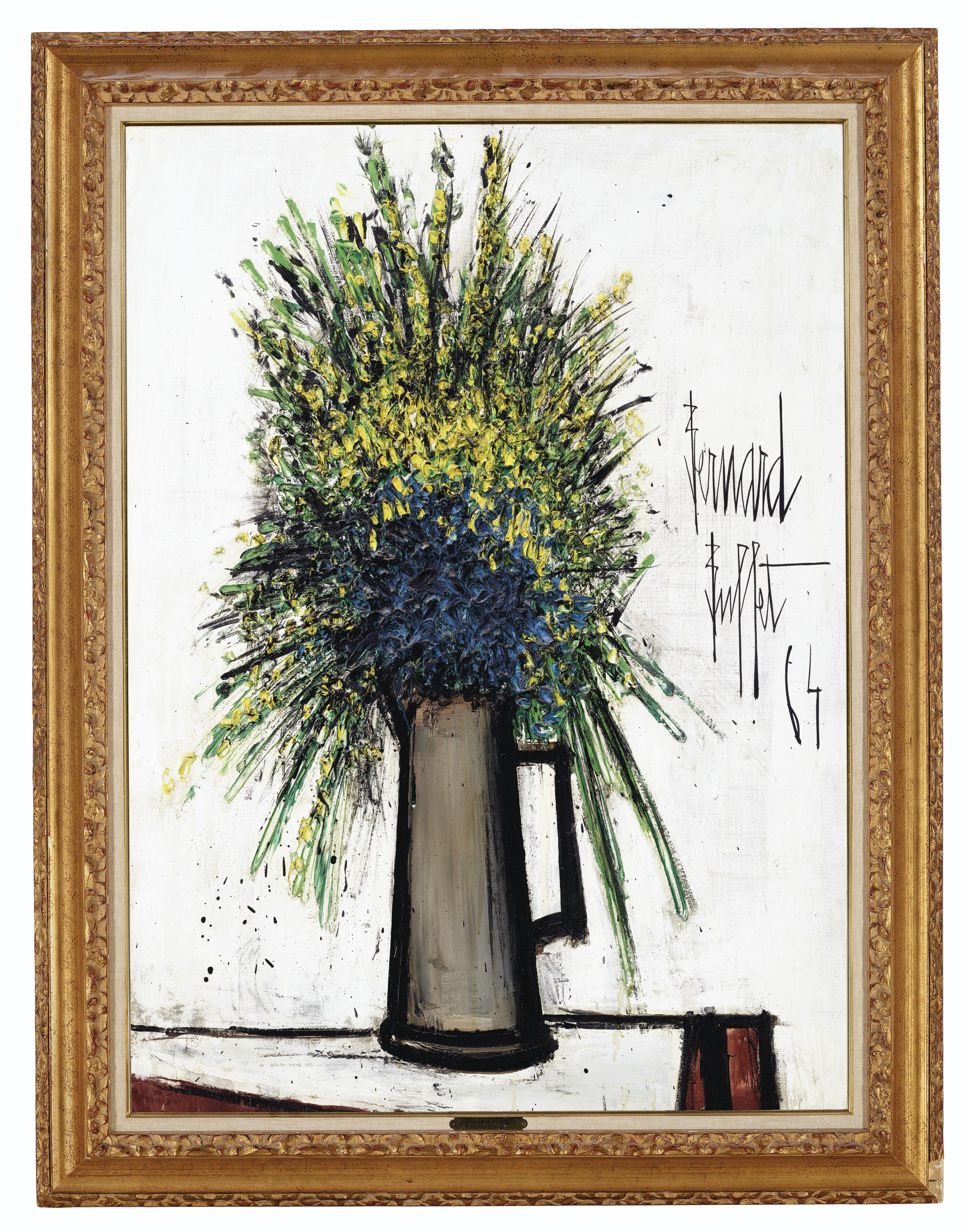 Bernard Buffet — Голубые и желтые цветы, танцующие на ветру, изображение 2
