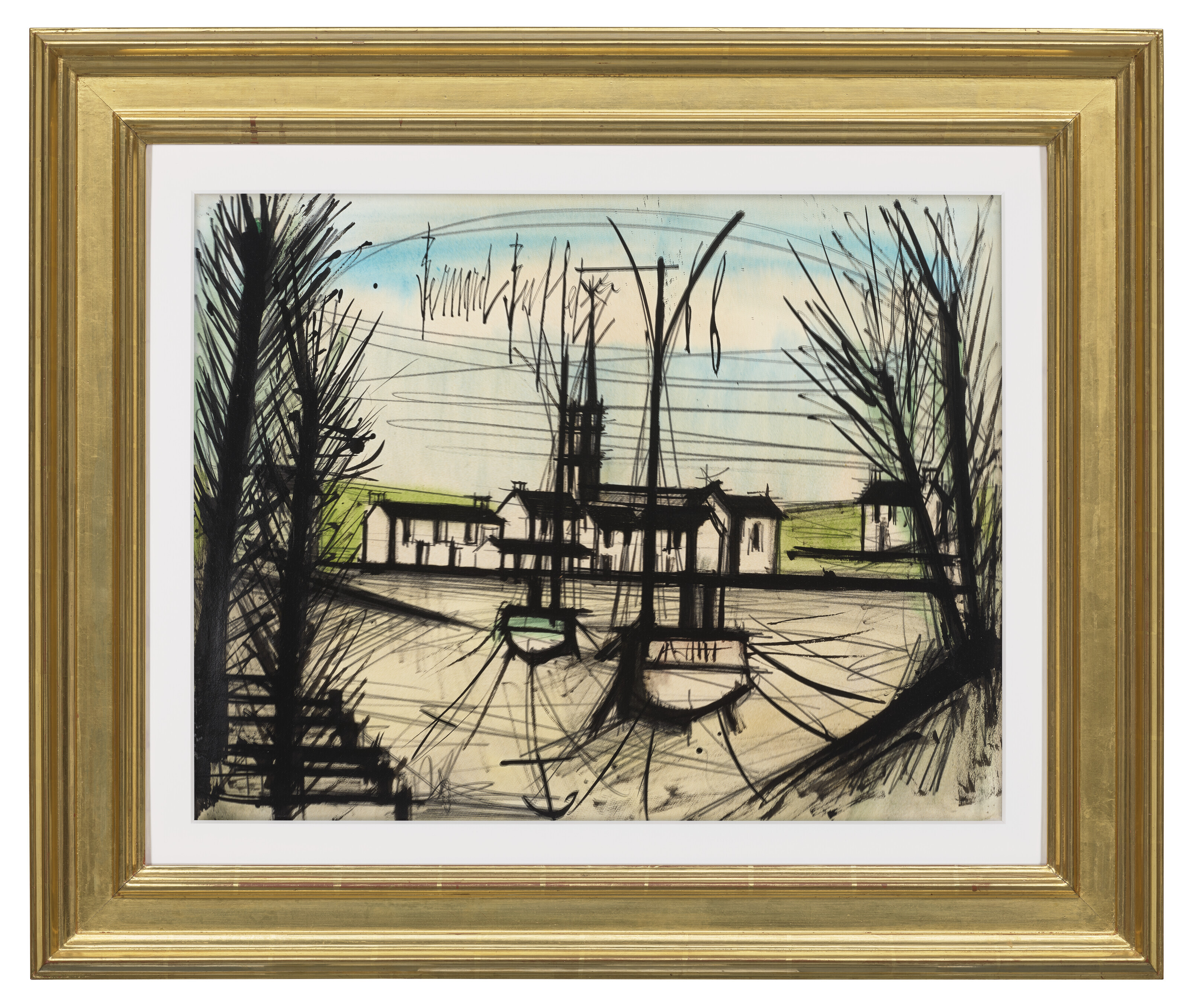 Bernard Buffet — Деревня и барки, изображение 2
