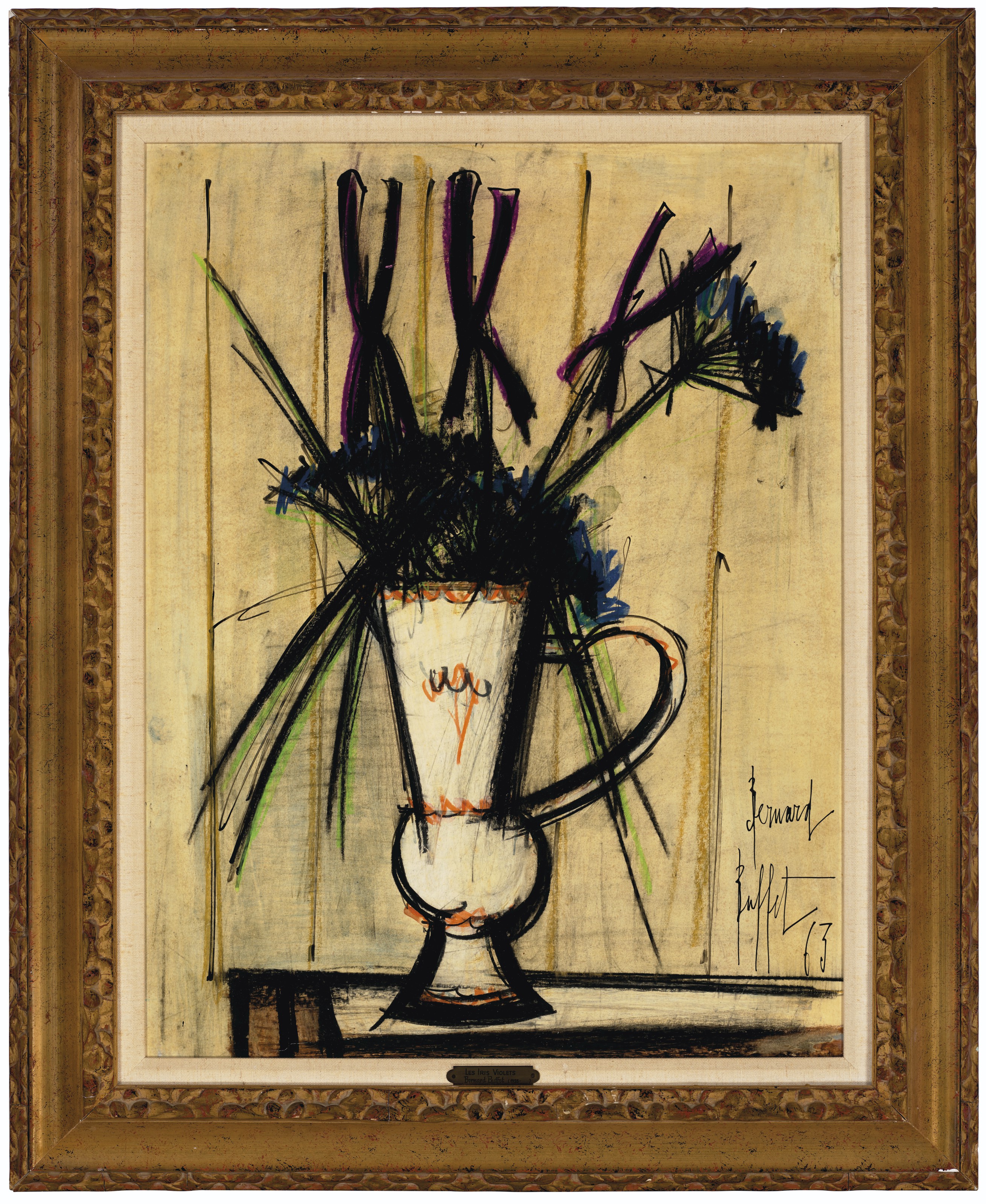 Bernard Buffet — Ирис и цветы в вазе