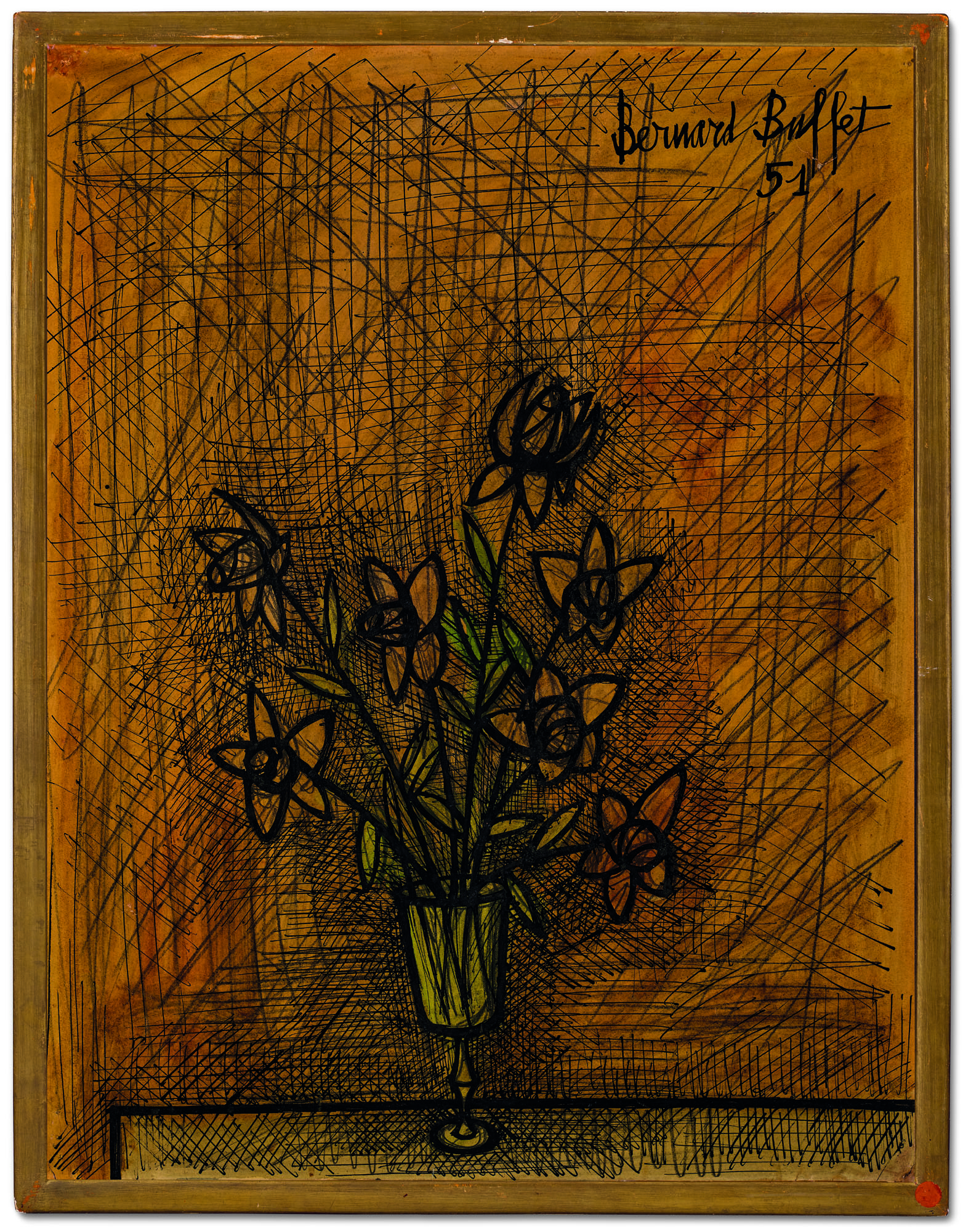 Bernard Buffet — Розы оранжевые, изображение 2