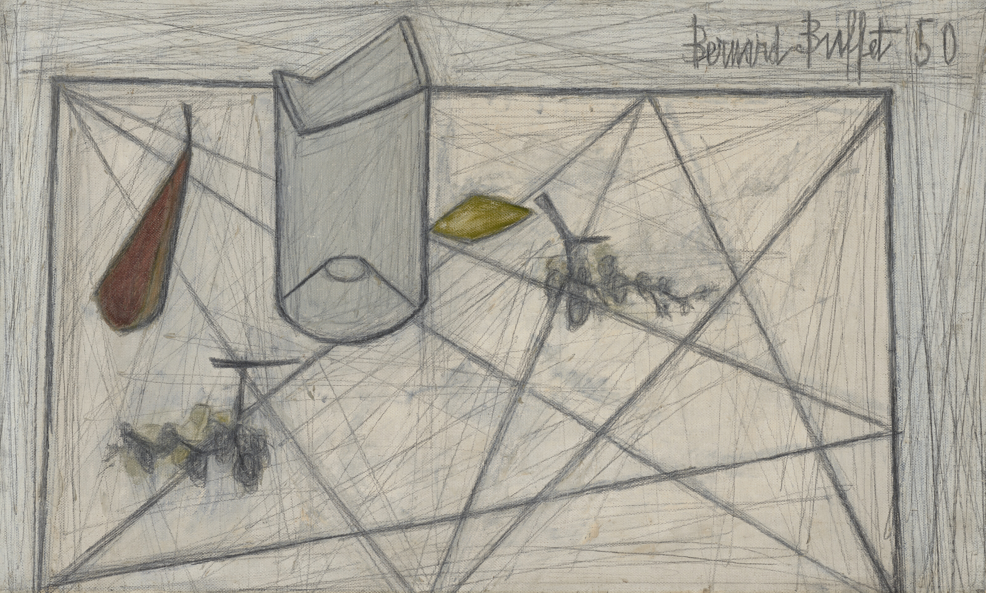 Bernard Buffet — Запеканка из мясного фарша Nature morte à la bouteille, изображение 1
