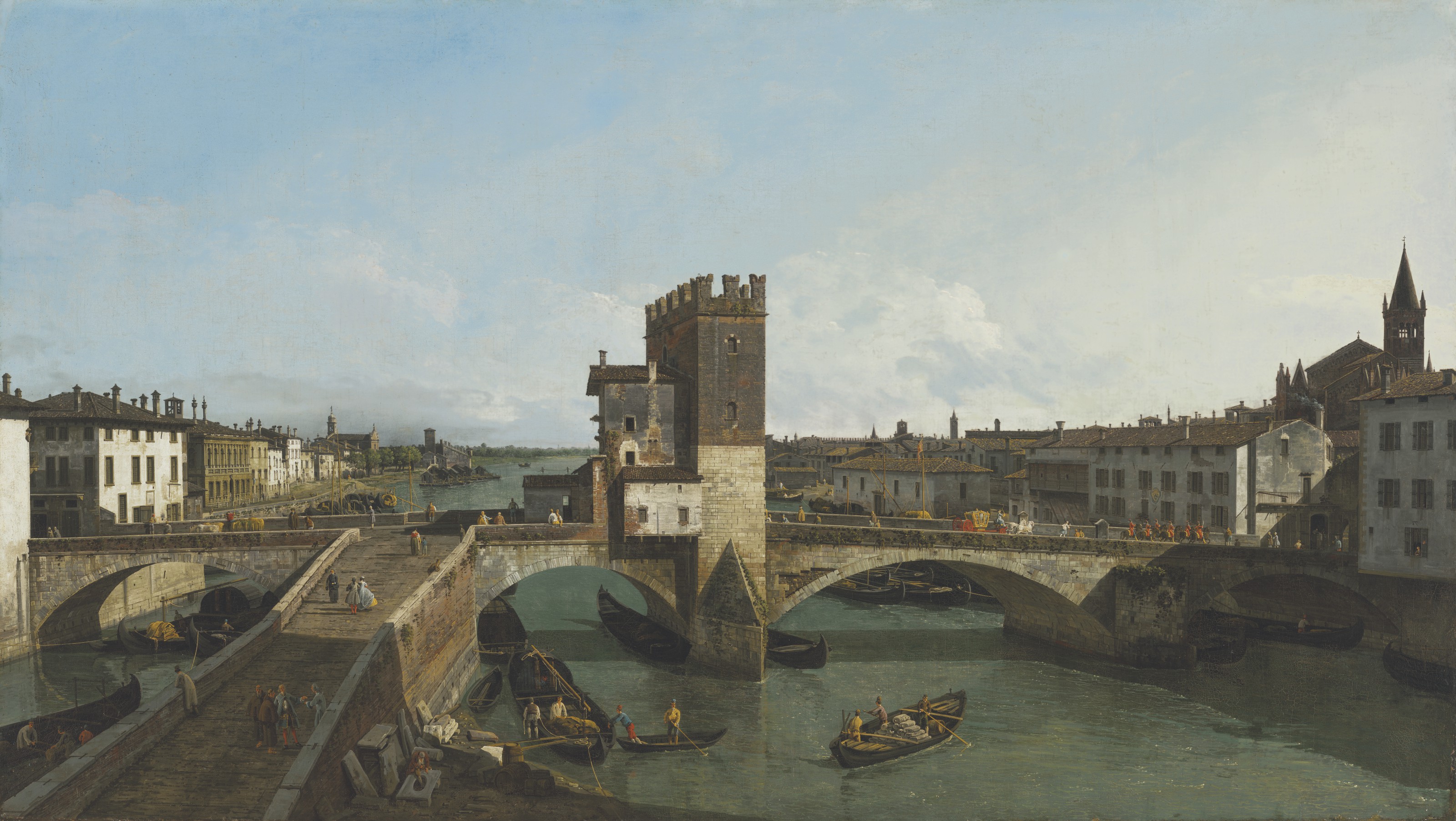 Bernardo Bellotto — Вид на Верону с моста Нави