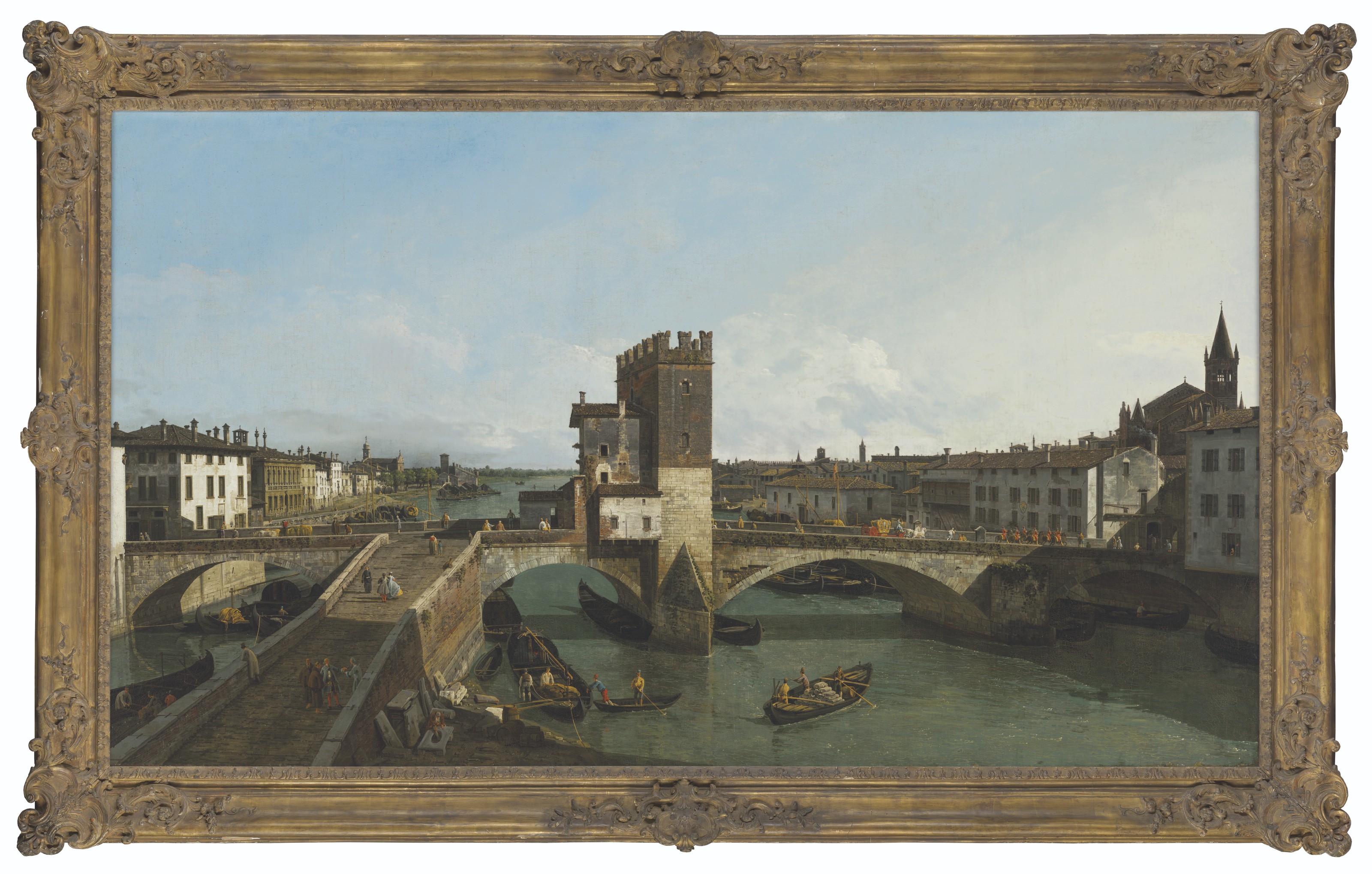 Bernardo Bellotto — Вид на Верону с моста Нави, изображение 2