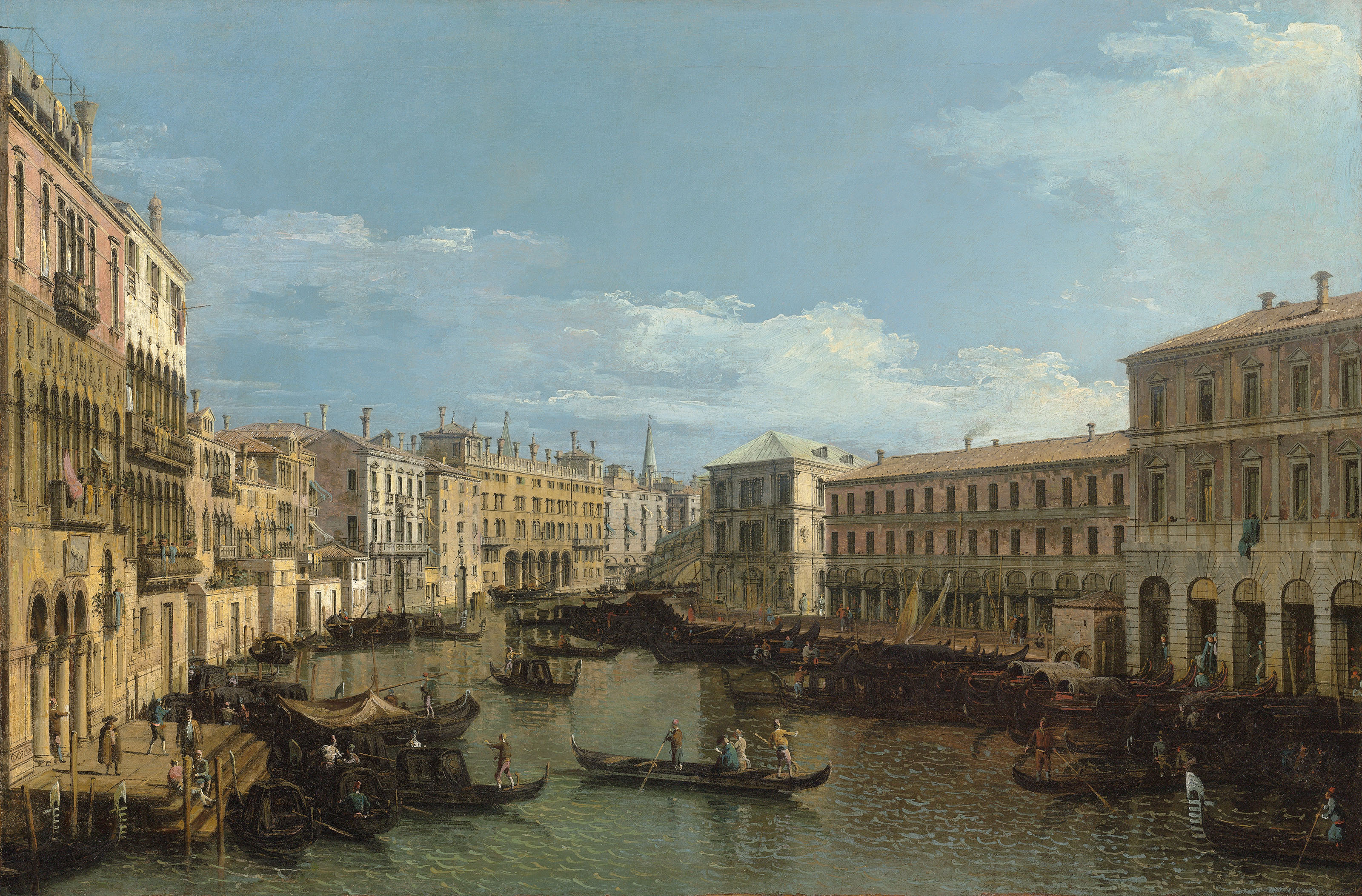 Bernardo Bellotto — Венеция: Вход в Гранд-канал и Гранд-канал от Ка-да-Мосто до Фабри-Брише-Нуове с мостом Риальто., изображение 3