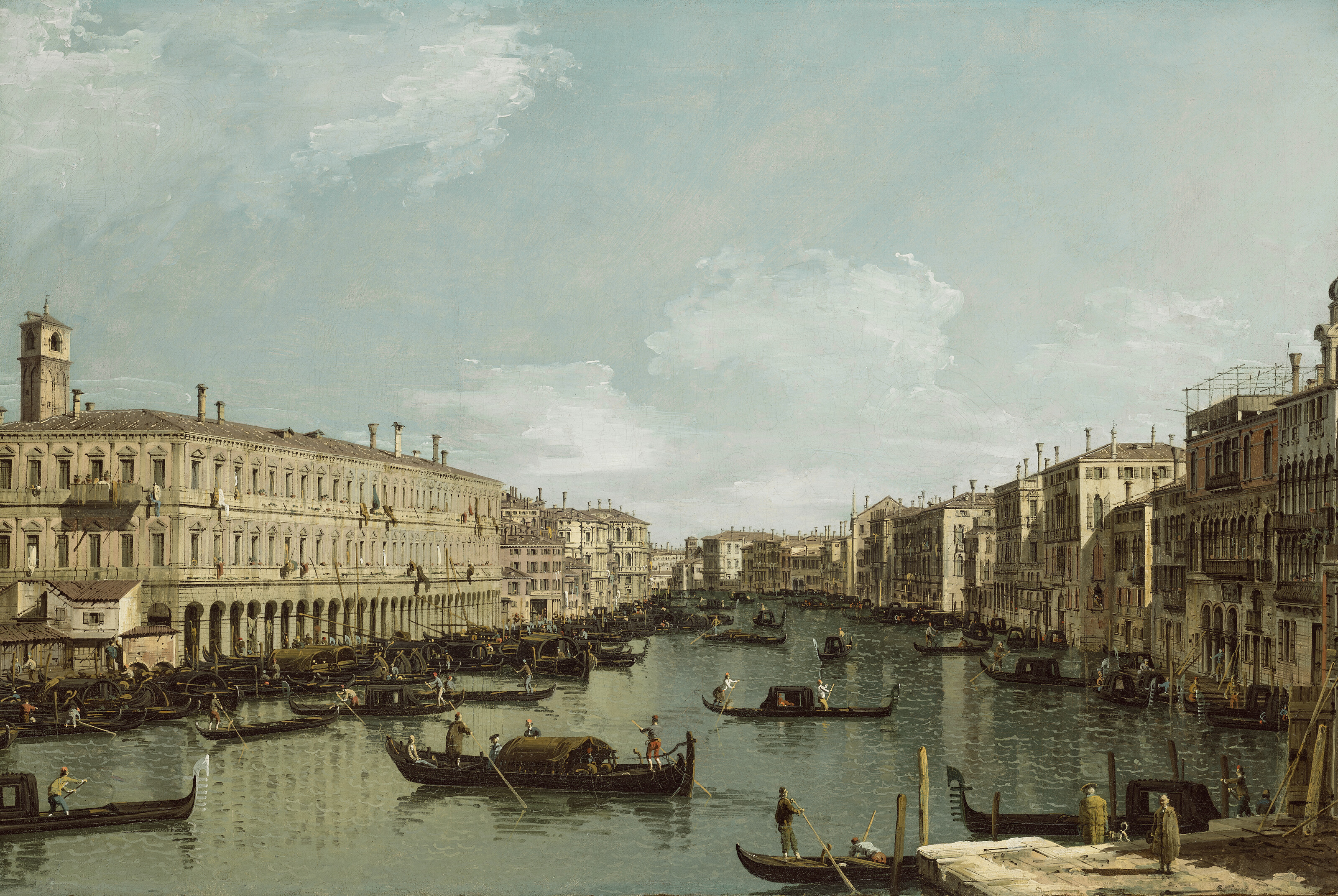 Bernardo Bellotto — Венеция, Большой канал, вид на который открывается с моста Риальто на север