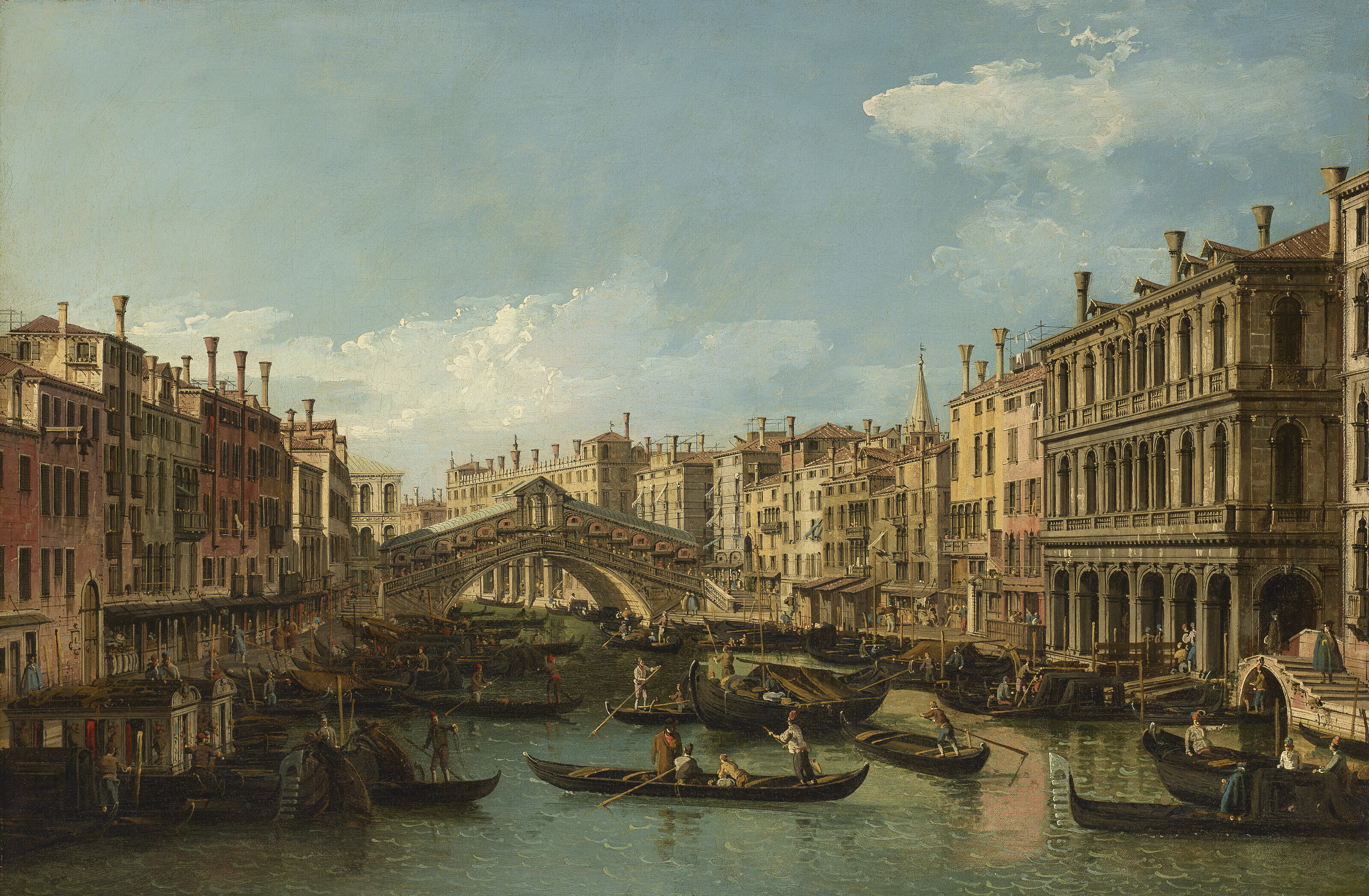 Bernardo Bellotto — Венеция, Большой канал с мостом Риальто, видимый с юга