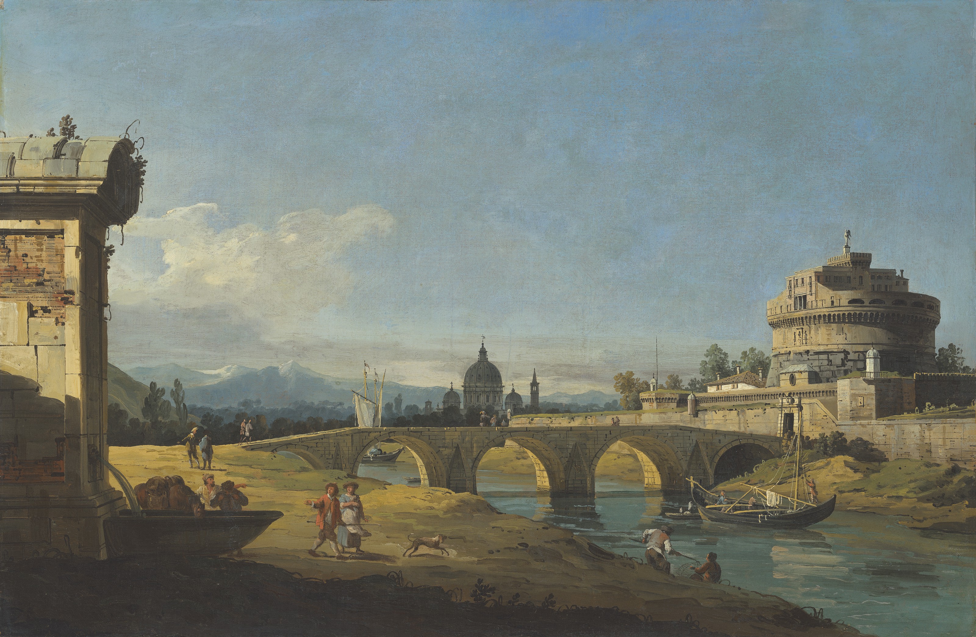 Bernardo Bellotto — Каприччио с римскими памятниками, включая замок Святого Ангела и собор Святого Петра