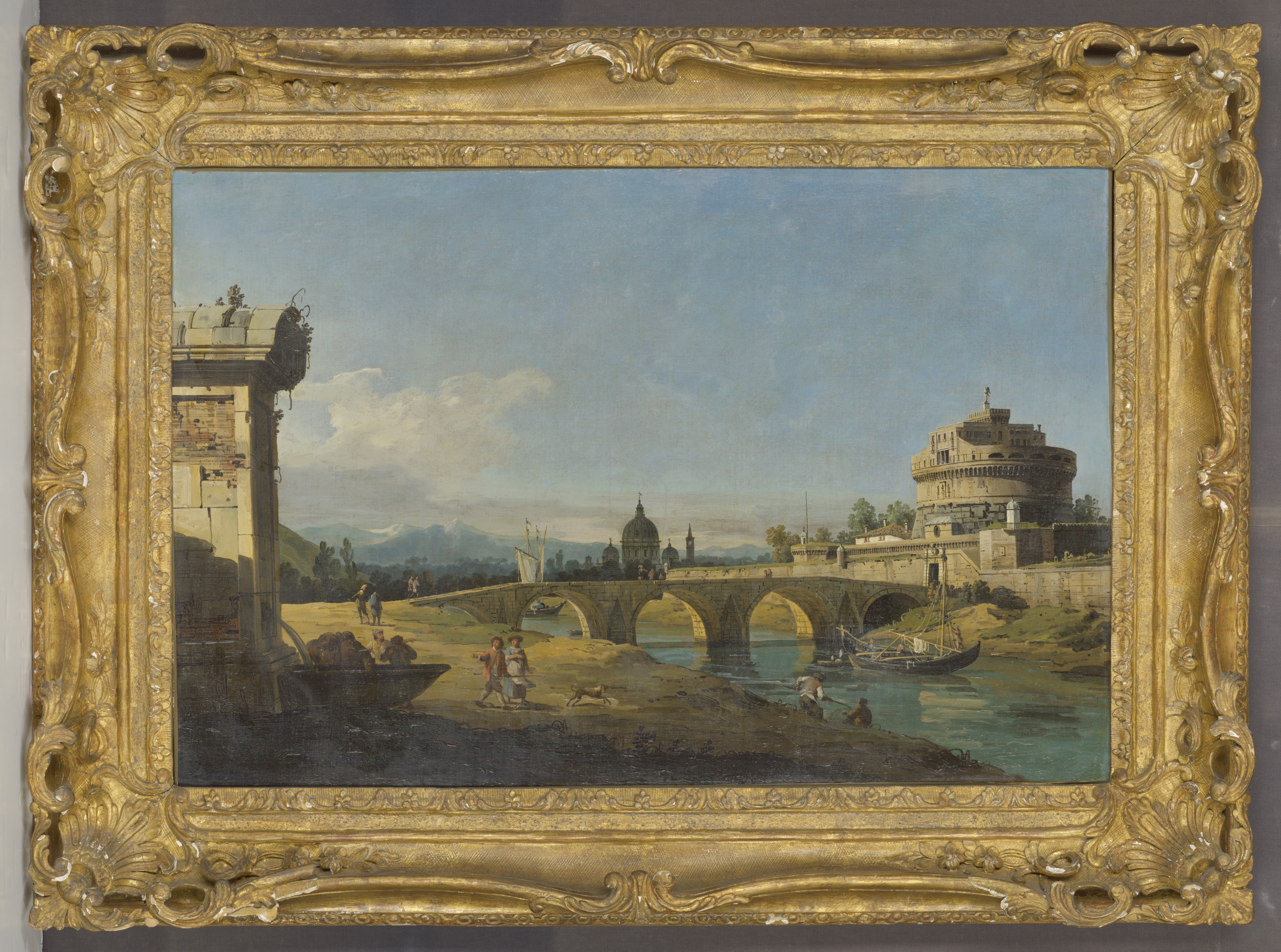 Bernardo Bellotto — Каприччио с римскими памятниками, включая замок Святого Ангела и собор Святого Петра, изображение 2