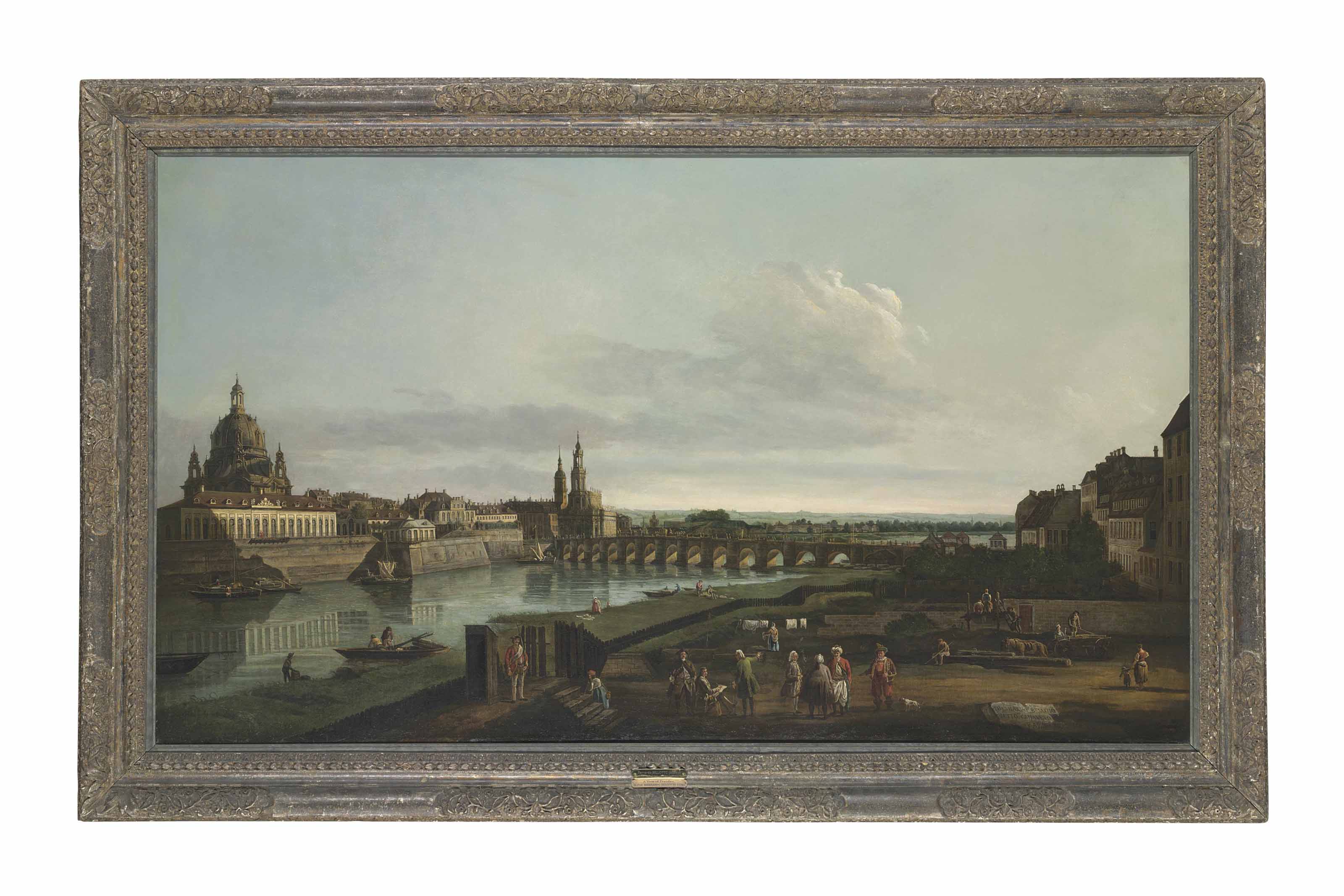 Bernardo Bellotto — Дрезден с правого берега Эльбы над мостом Августа
