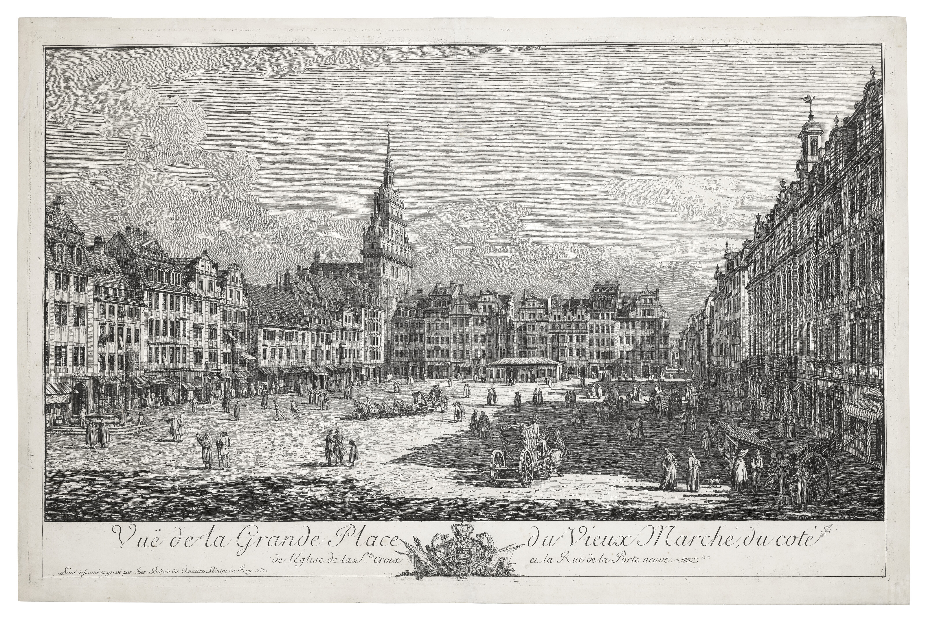 Bernardo Bellotto — Улица Гранд-Плас, Старый марш, Замок Святого Креста и улица Новых ворот ("Альтмаркт в Дрездене")