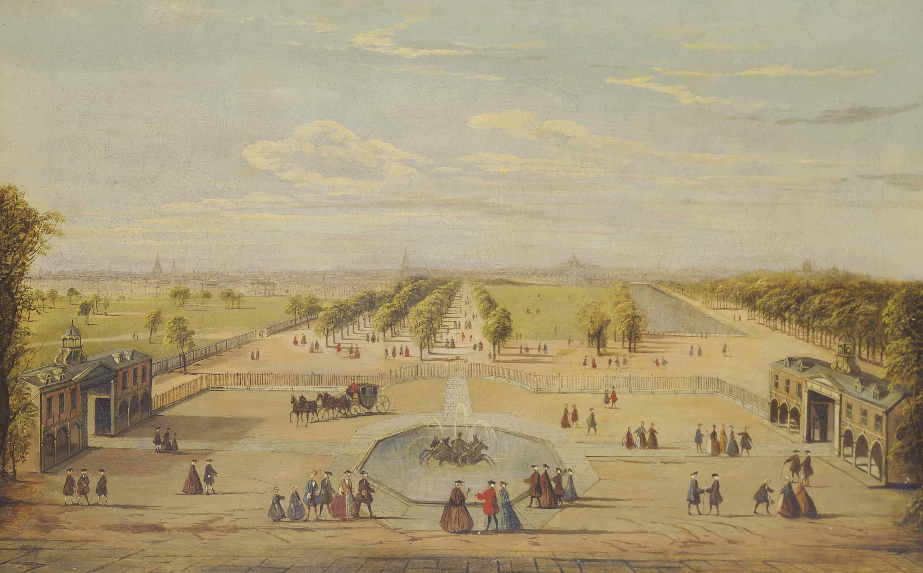 Bernardo Bellotto — Фигуры в формальном саду, возможно, в садах замка Хофф, Австрия