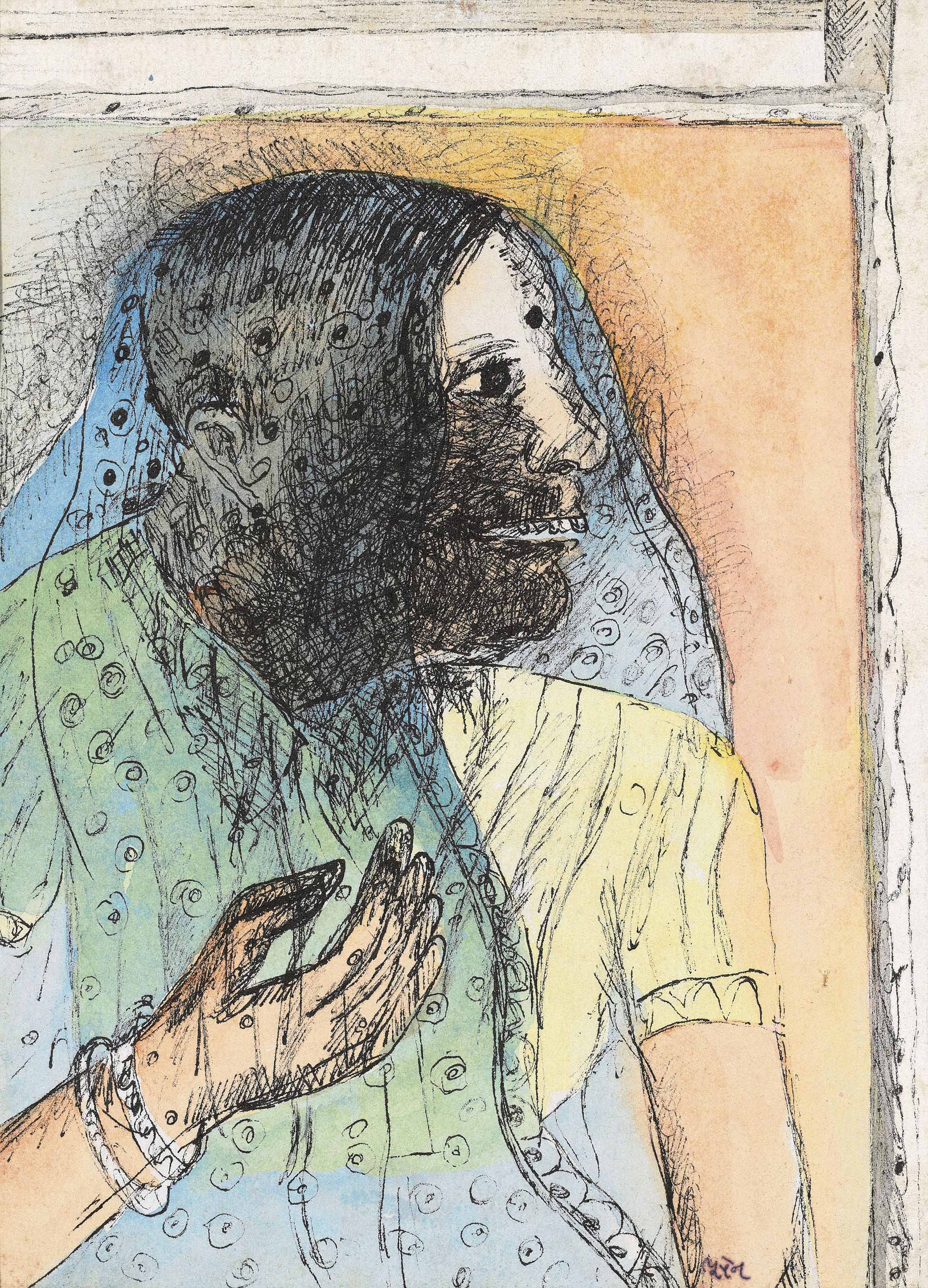 Bhupen Khakhar — Без названия (Невеста); Без названия (Женщина у ног мужчины); Без названия (Мужчина нюхает цветок), изображение 2