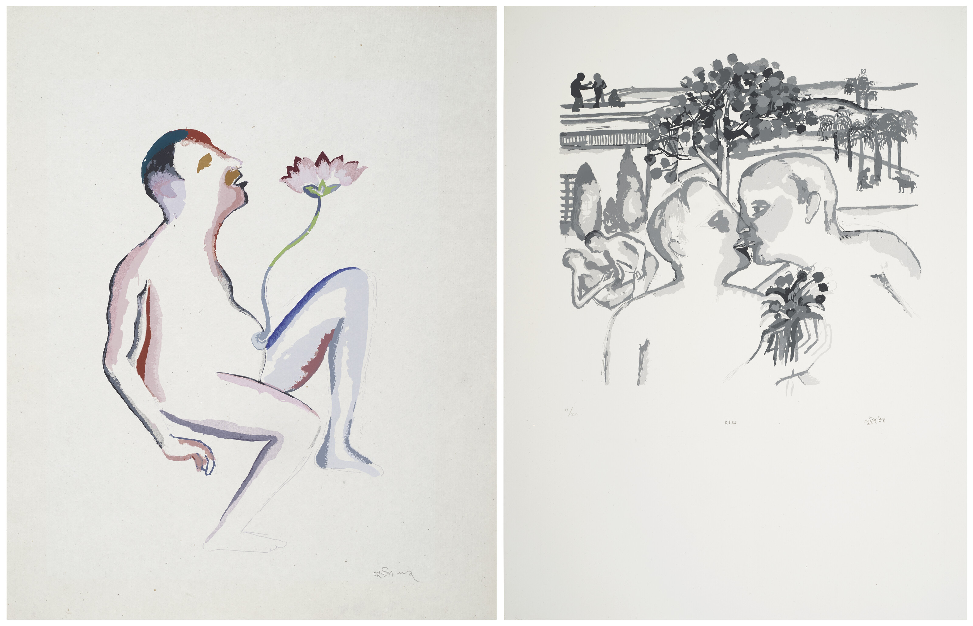Bhupen Khakhar — Лотос; Поцелуй