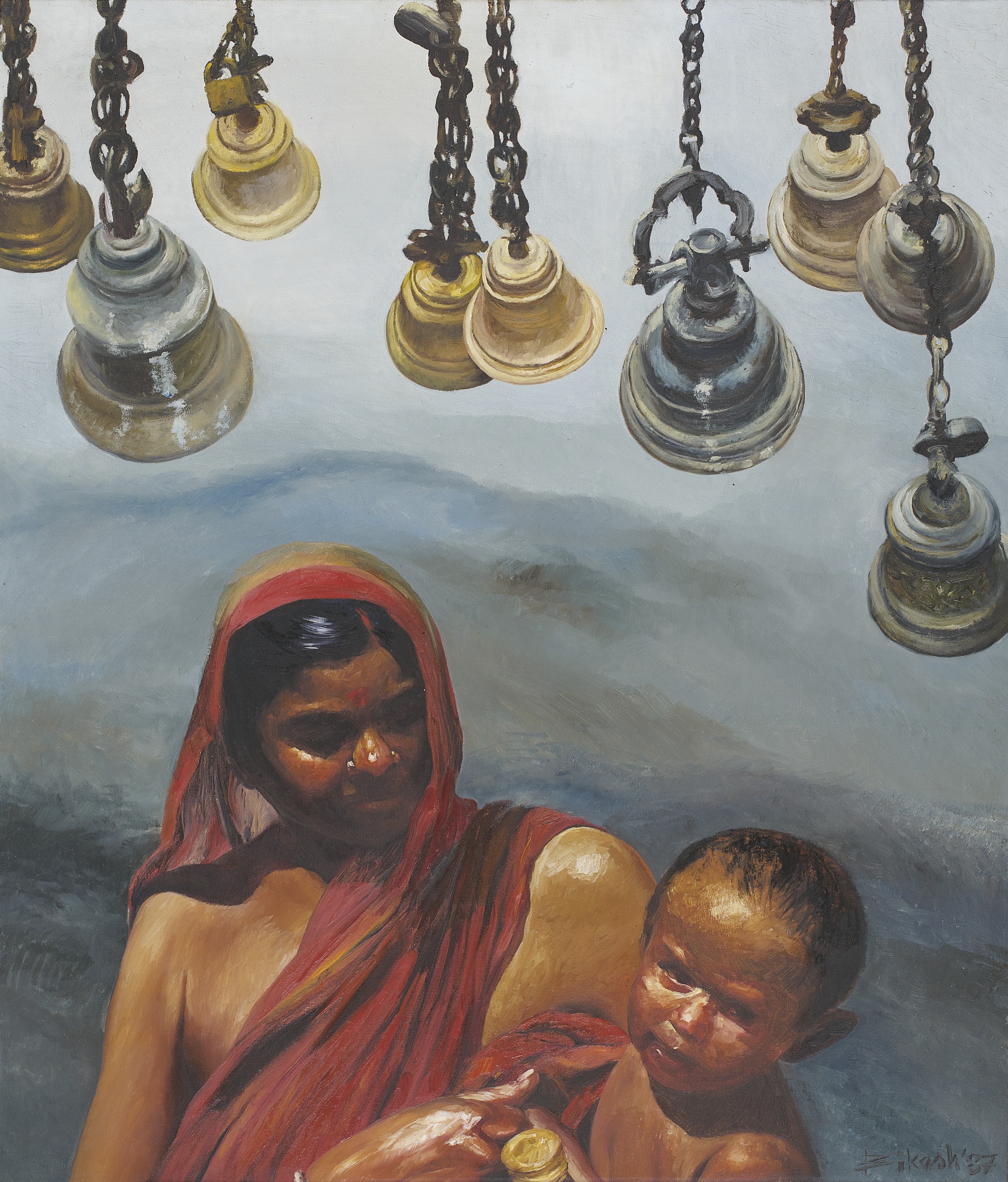 Bikash Bhattacharjee — Без названия (Посещение храма)