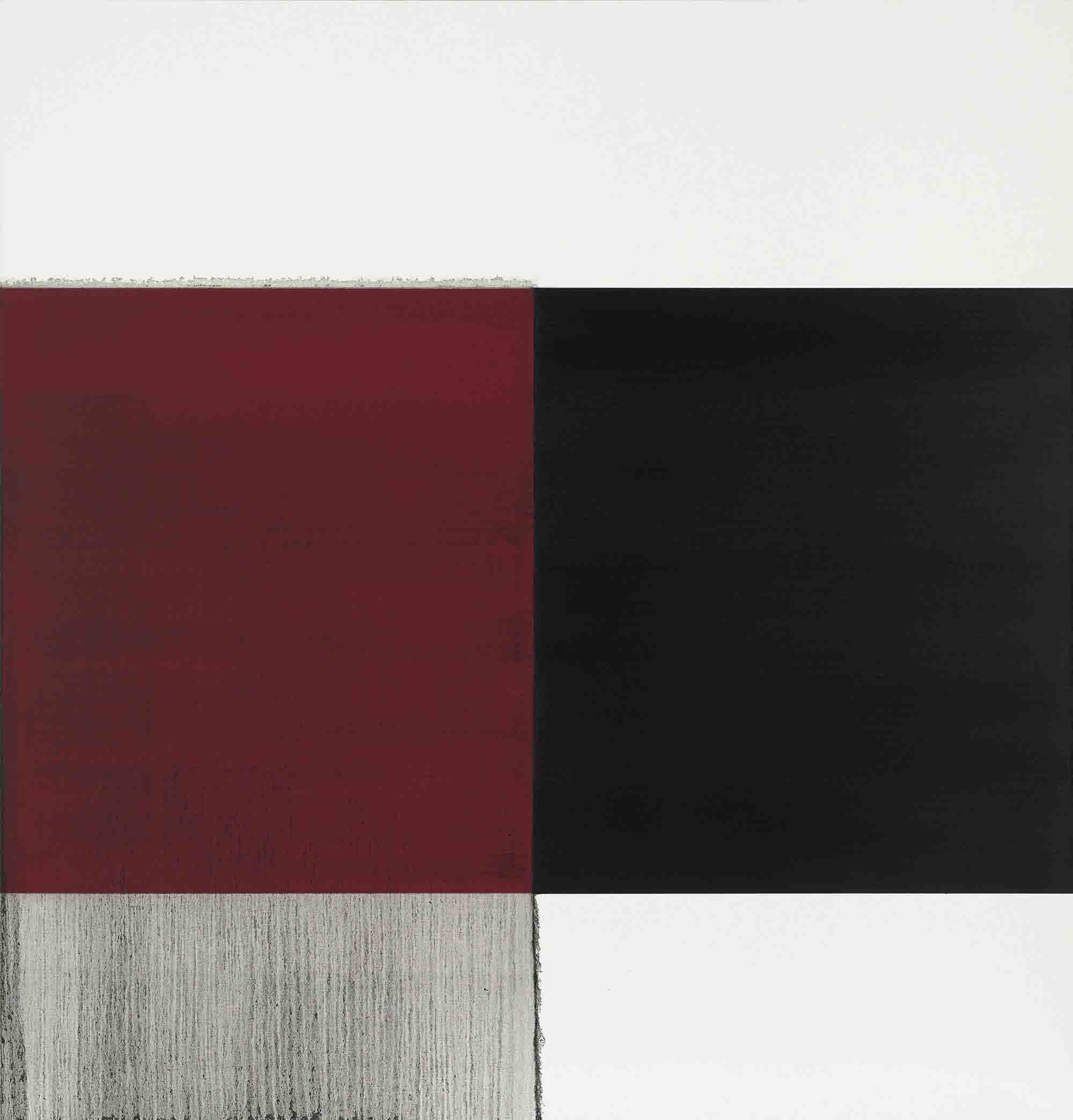 Callum Innes — Выставленная картина "Схевенинген", черное на красном кадмии