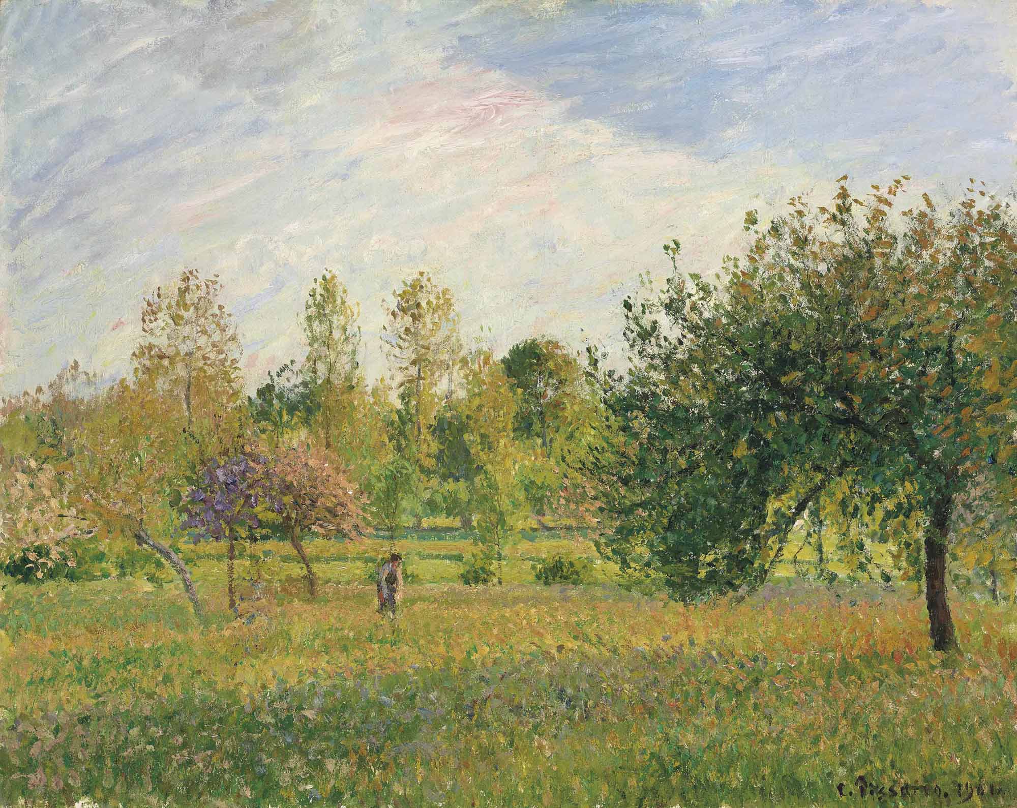 Camille Pissarro — День рождения, небо, солнце, в конце апреля-середине