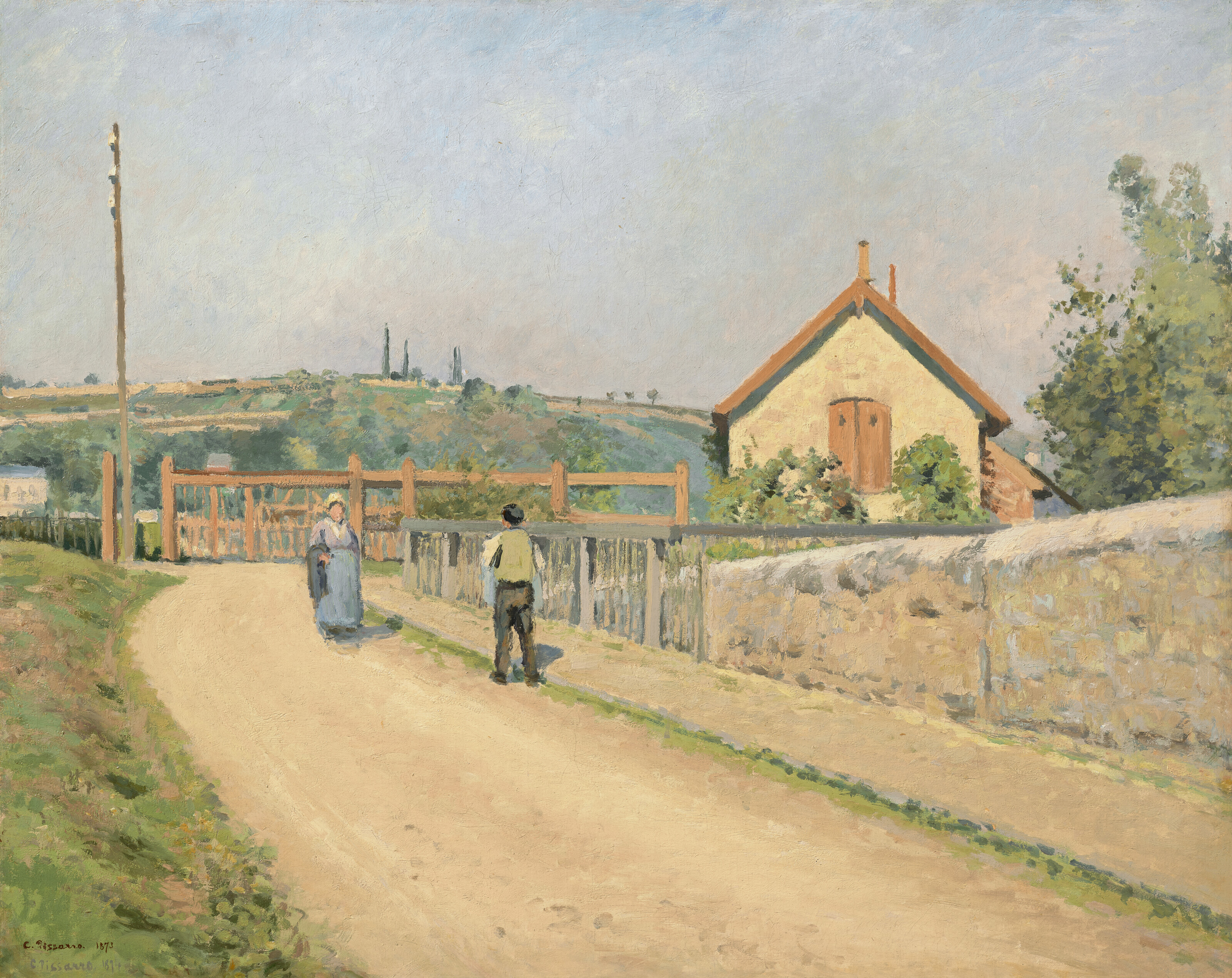 Camille Pissarro — Барьер на берегу реки, на паштете в Понтуазе