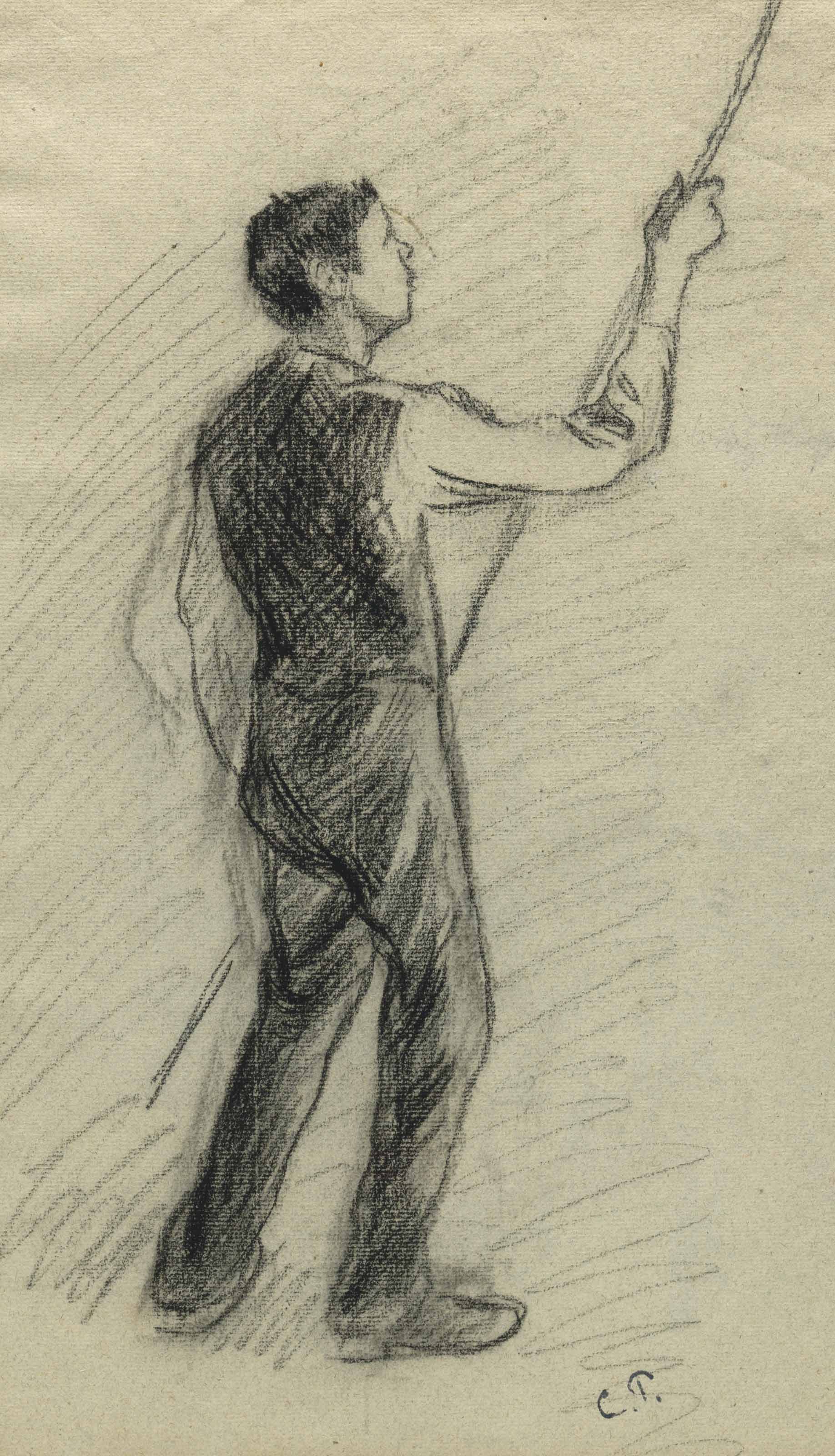 Camille Pissarro — Мужчина на грани ( спереди ); Женщина-хранительница дров ( сзади )