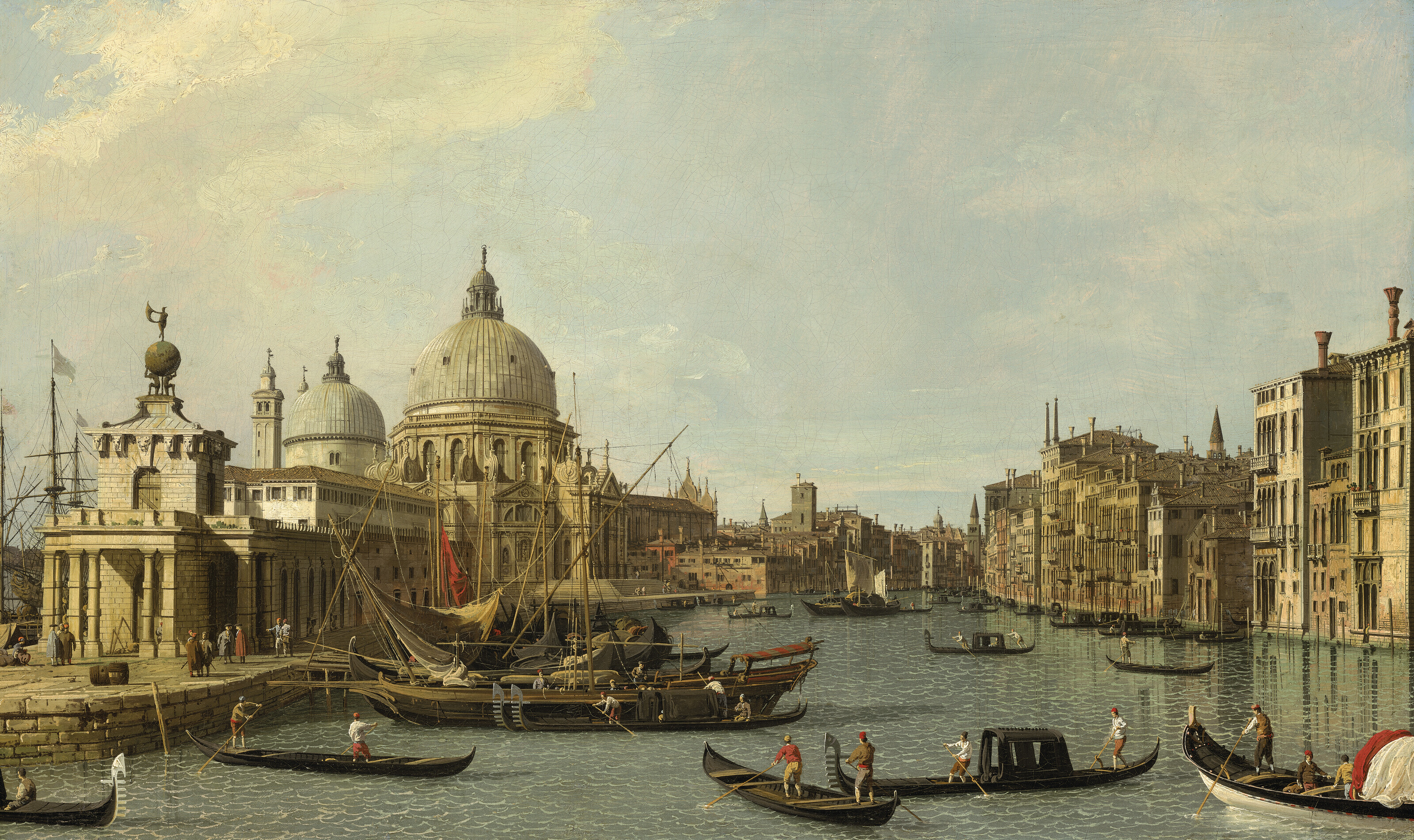 Canaletto — Венеция: Устье Большого канала с востока и Моло с Пьяццеттой и дворцом дожей со стороны Бачино., изображение 2