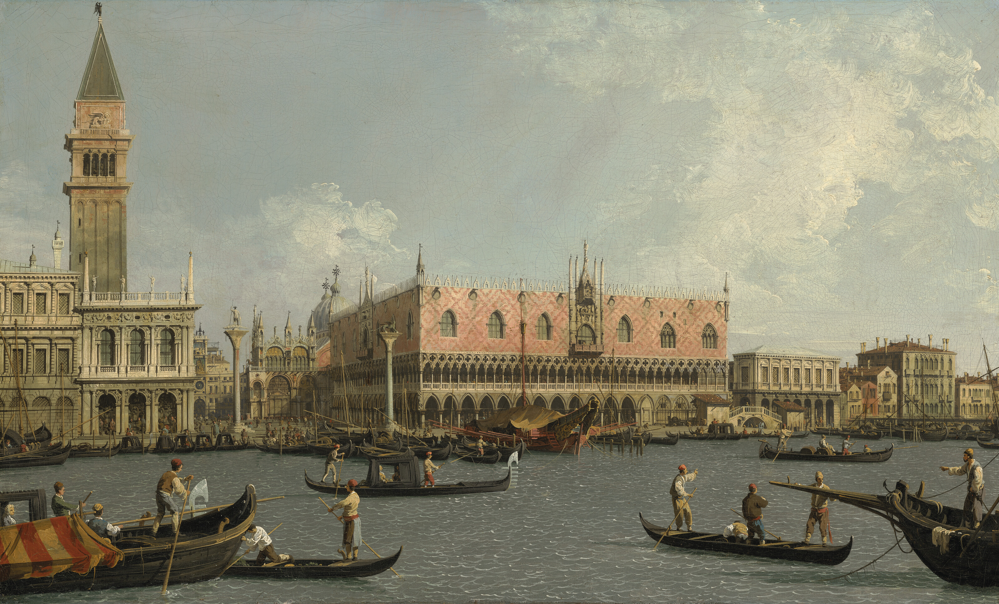 Canaletto — Венеция: Устье Большого канала с востока и Моло с Пьяццеттой и дворцом дожей со стороны Бачино., изображение 3