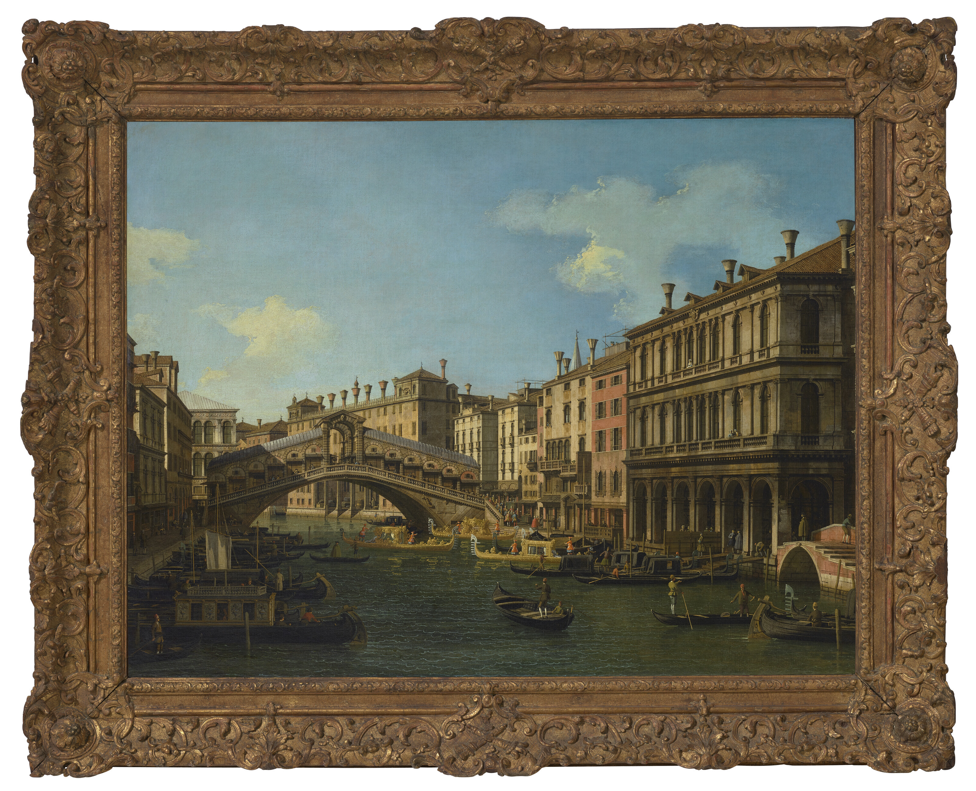Canaletto — Мост Риальто, Венеция, с юга с посадкой на корабль, традиционно именуемый принцем Саксонским во время его визита в Венецию в 1740 году, изображение 2