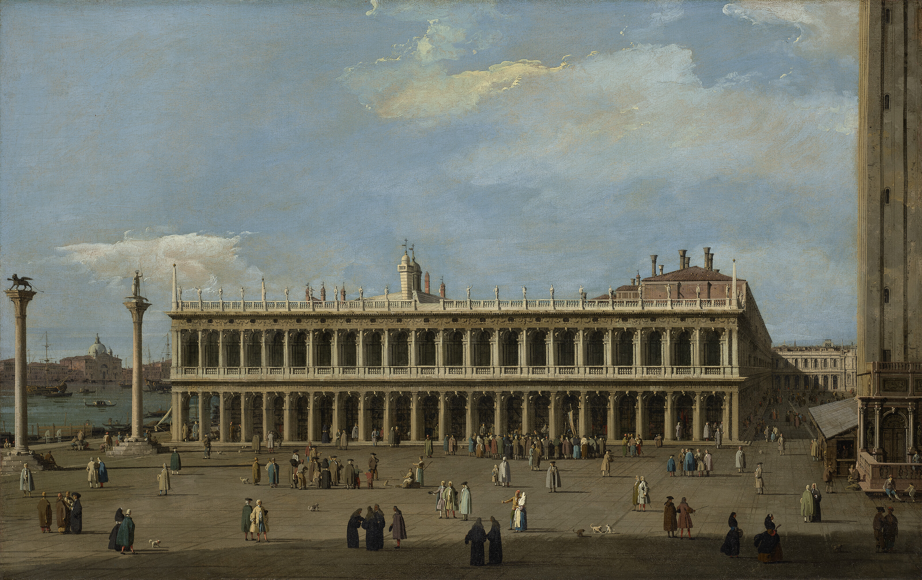 Canaletto — Венеция, Пьяцетта, смотрящая на запад, с библиотекой, изображение 1