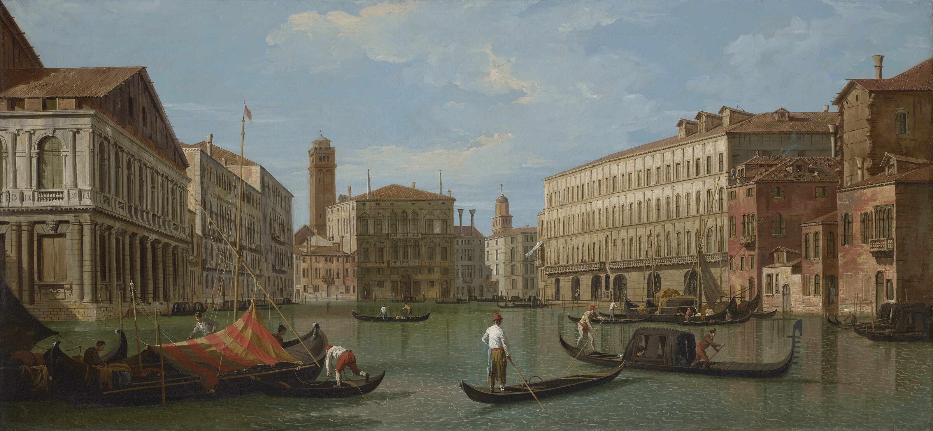 Canaletto — Венеция, Большой канал, вид на север от Палаццо Реццонико до Палаццо Бальби, изображение 1