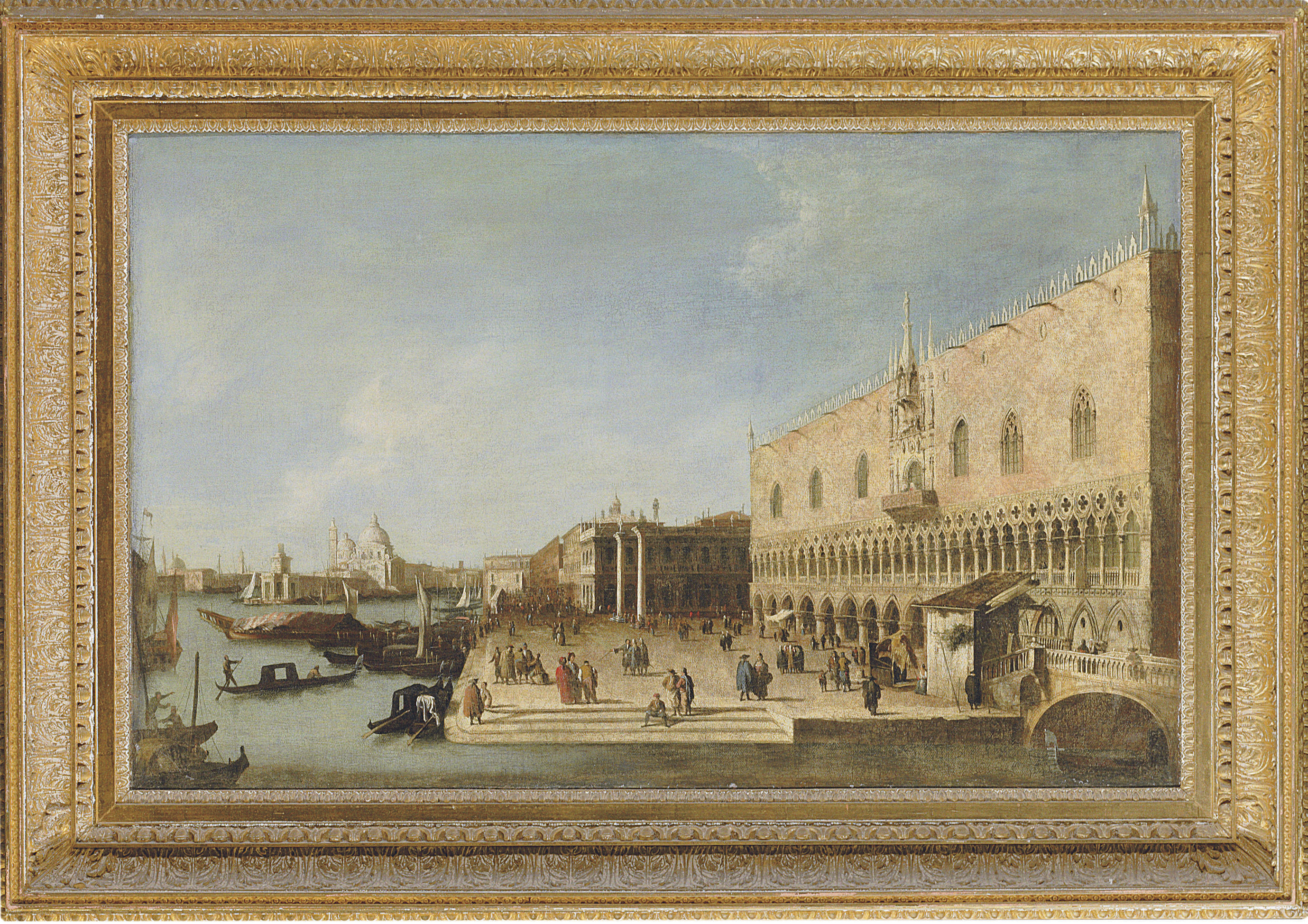 Canaletto — Рива дельи Скьявони, Венеция, с дворцом дожей и Санта-Мария-делла-Салюте за его пределами