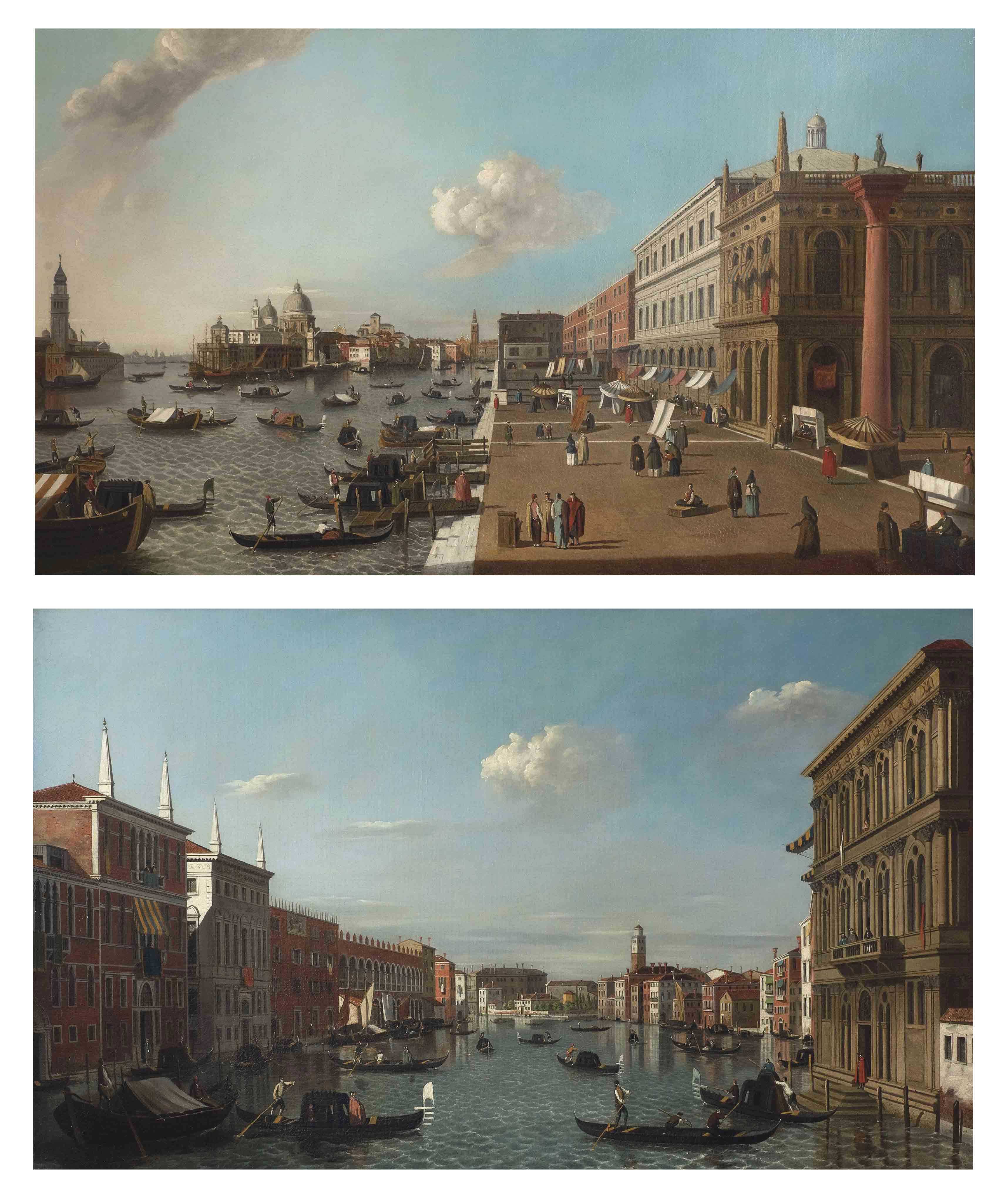 Canaletto — Вид на Моло, Венеция, с видом на запад; и вид на Гранд-канал, Венеция, с видом на северо-запад от Палаццо Вендрамин-Калерджи до Сан-Джеремии и Палаццо Фланжини