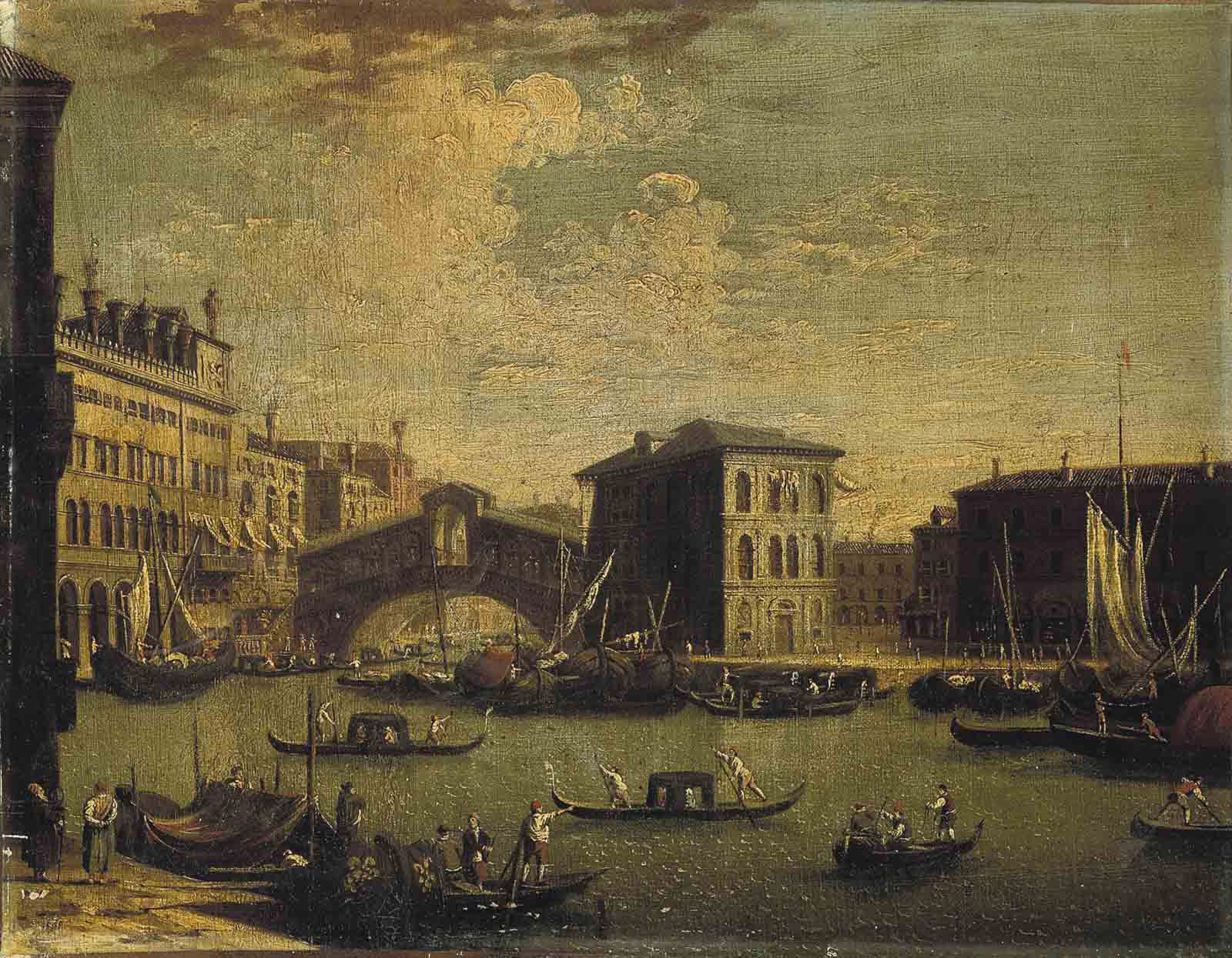 Canaletto — Большой канал в Венеции, с мостом Риальто и Палаццо Камерленги, с севера