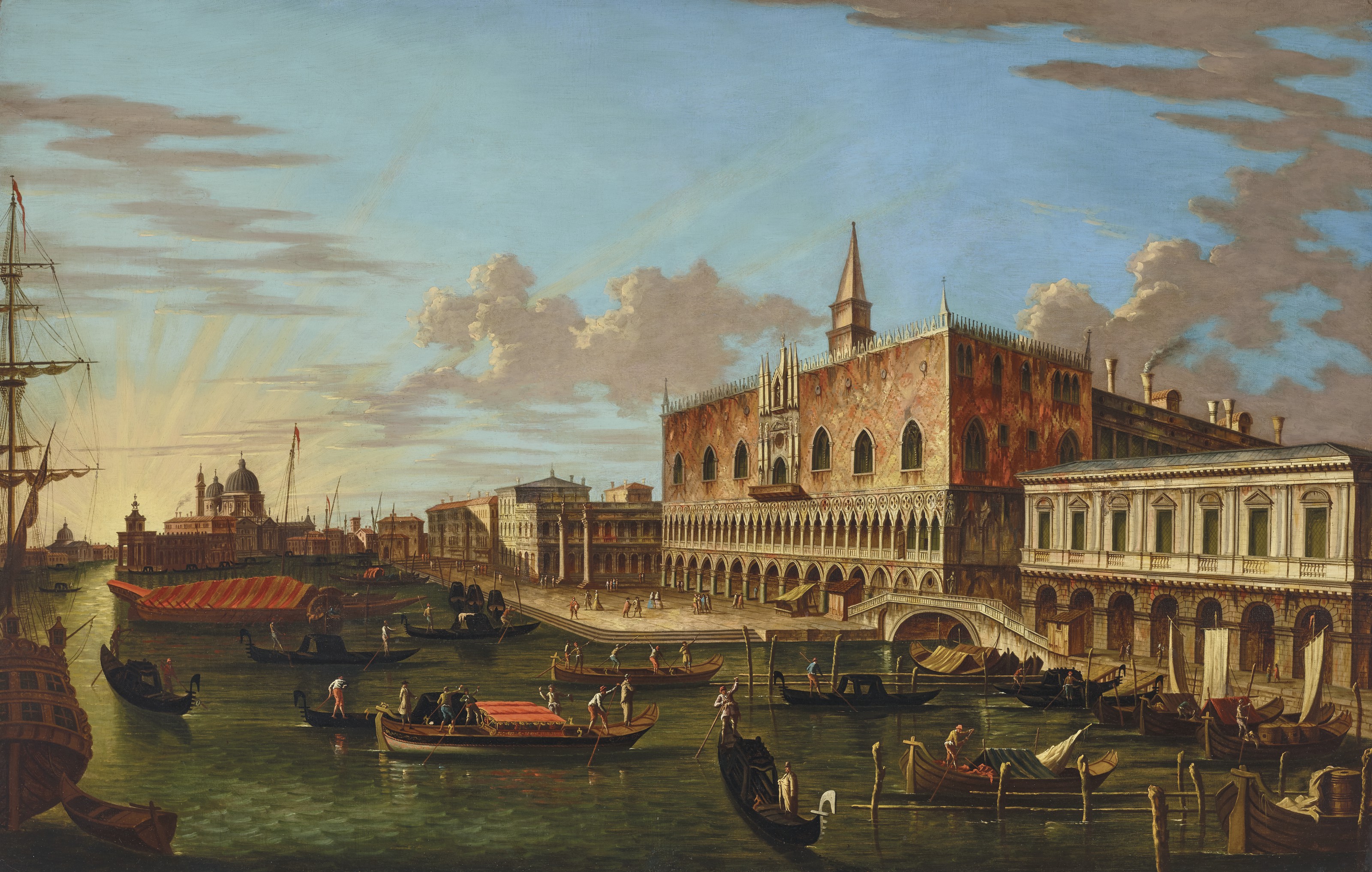 Canaletto — Моло смотрит на запад, в сторону Пунто-делла-Догана, Венеция, изображение 1