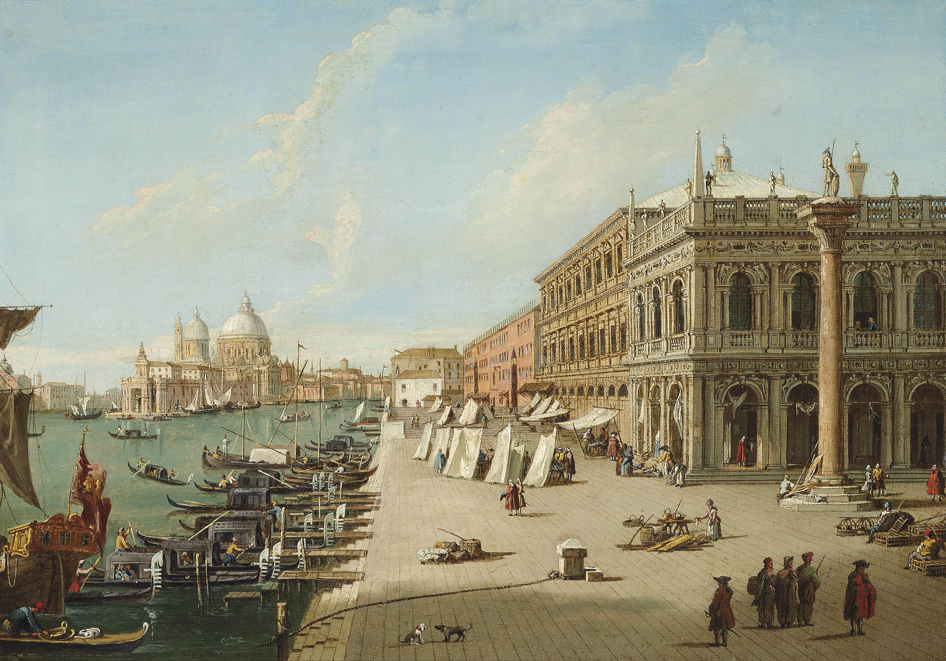 Canaletto — Моло, Венеция, глядя на Запад с колонной Св. Федор
