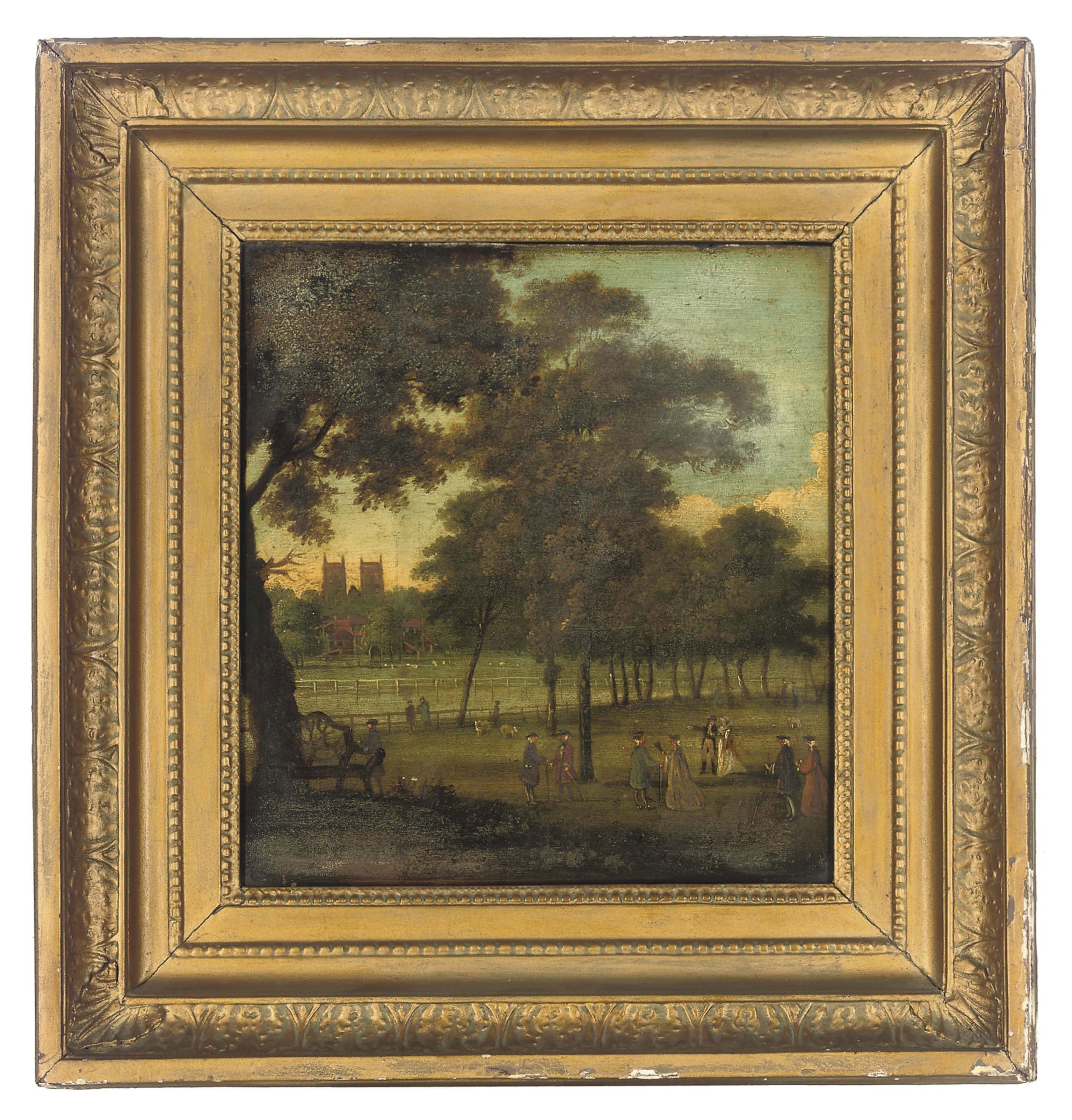 Canaletto — Фигуры в Сент-Джеймсском парке, вдали - Вестминстерское аббатство
