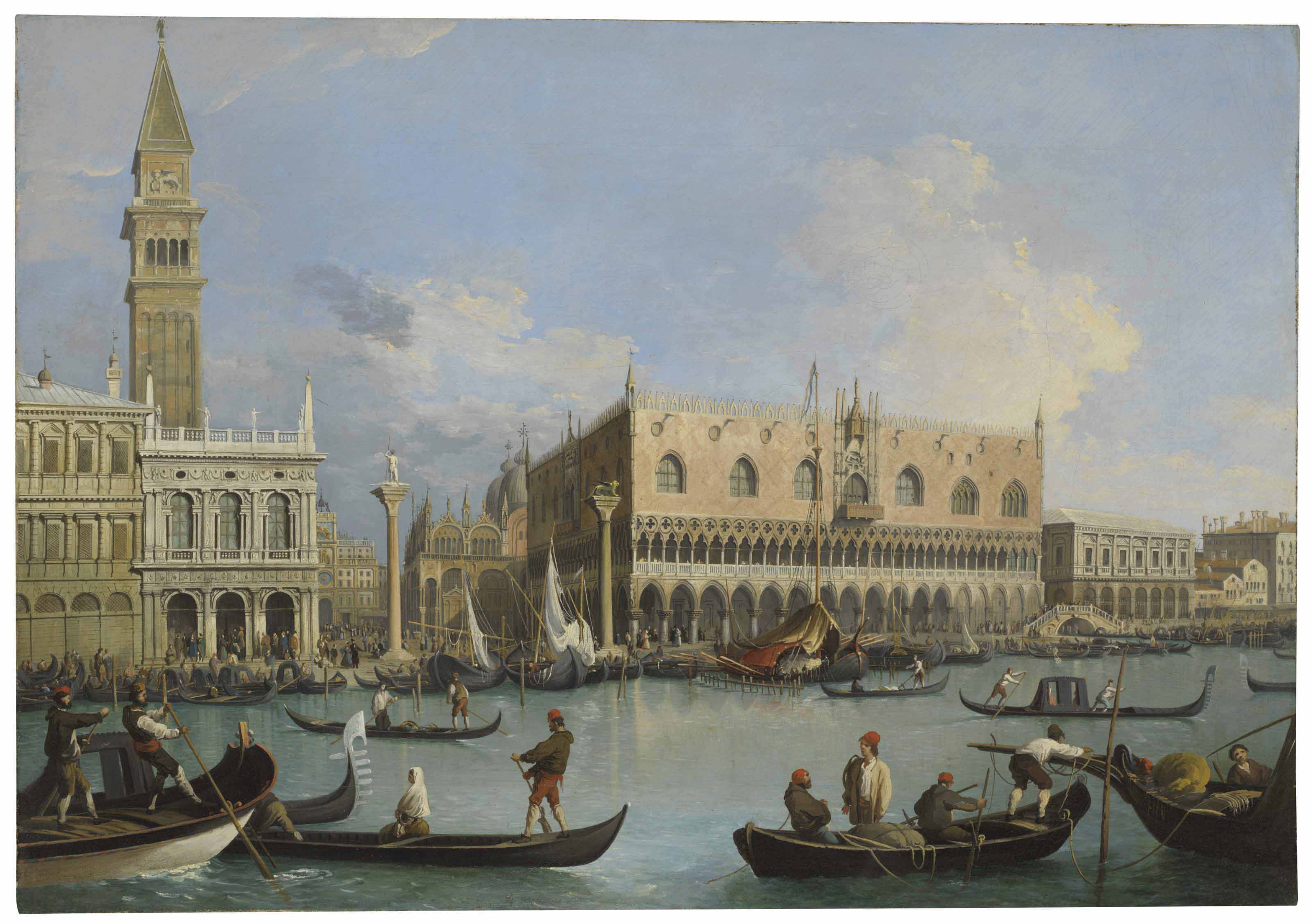 Canaletto — Моло, Венеция, с дворцом дожей и Пьяццеттой от Бачино ди Сан-Марко