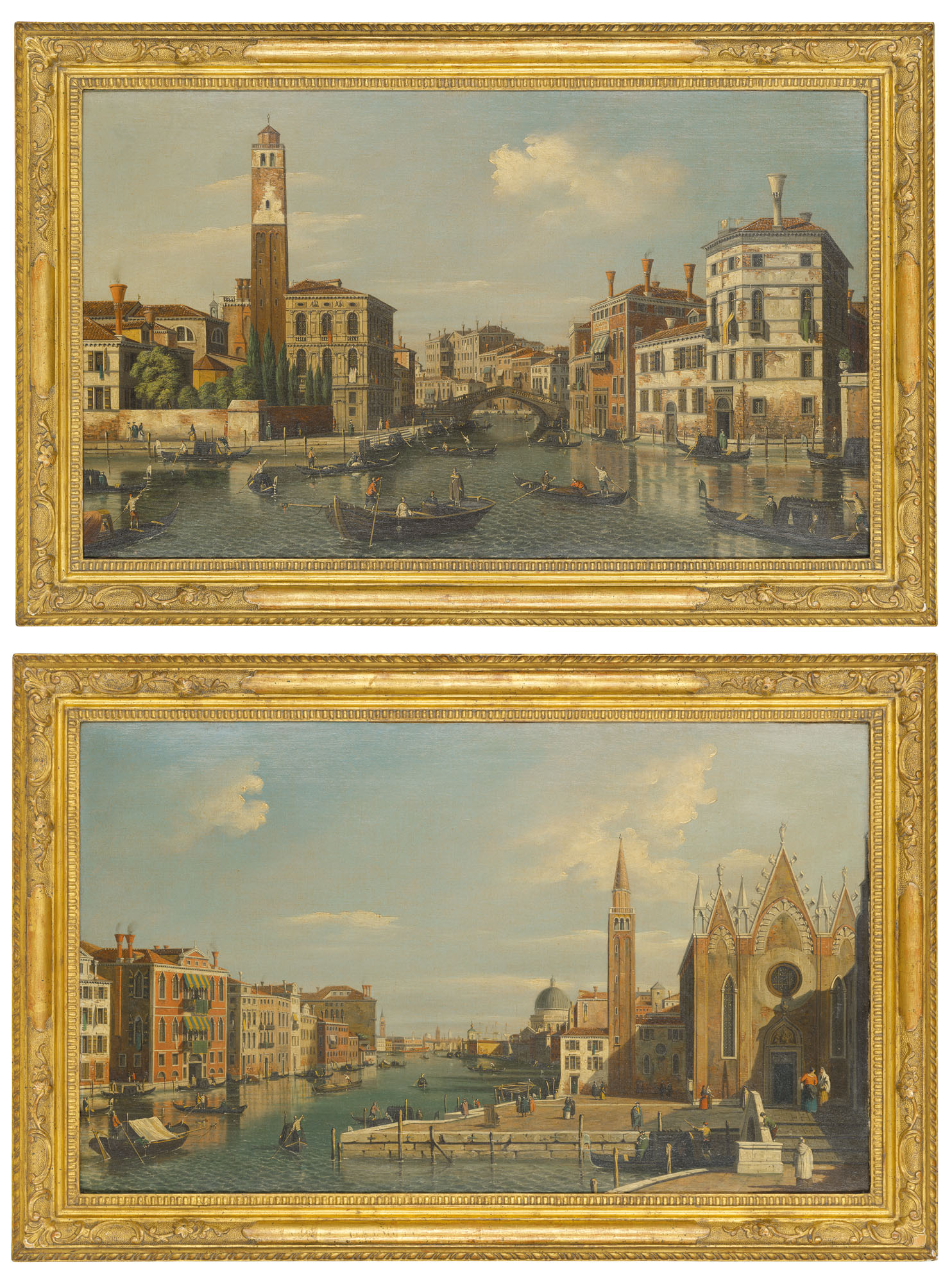 Canaletto — Большой канал с видом на Каннареджо; и Большой канал с церковью Санта-Мария-делла-Карита