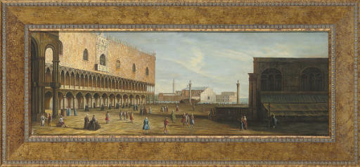 Canaletto — Фигуры перед дворцом дожей, Венеция; и фигуры на площади Сан-Марко, Венеция