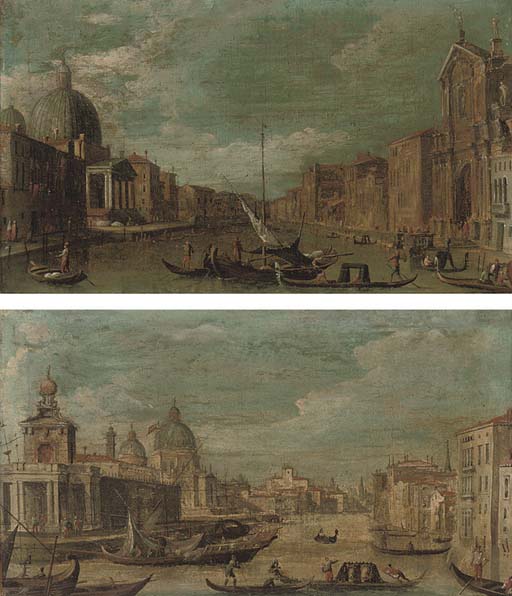 Canaletto — Гранд-канал в Венеции, обращенный на юго-запад, от Кьеза дельи Скальци к Фондамента делла Кроче, с Сан-Симеоне Пикколо; и Санта-Мария-делла-Салюте в Венеции, с Пунта-делла-Догана и Джудеккой за ним.