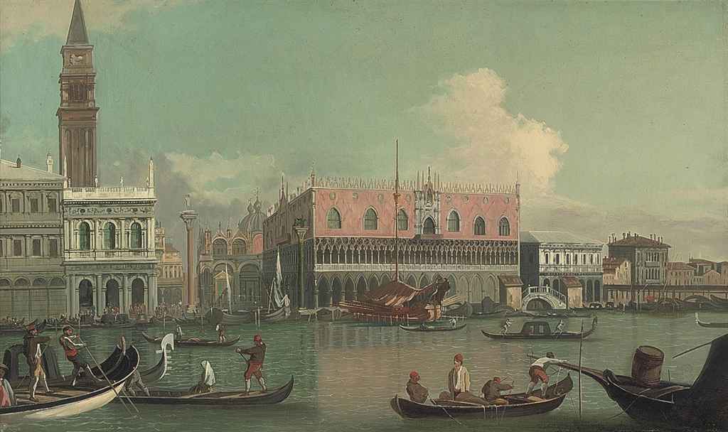 Canaletto — Моло, дворец дожей и Пьяццетта из Бачино-ди-Сан-Марко, Венеция