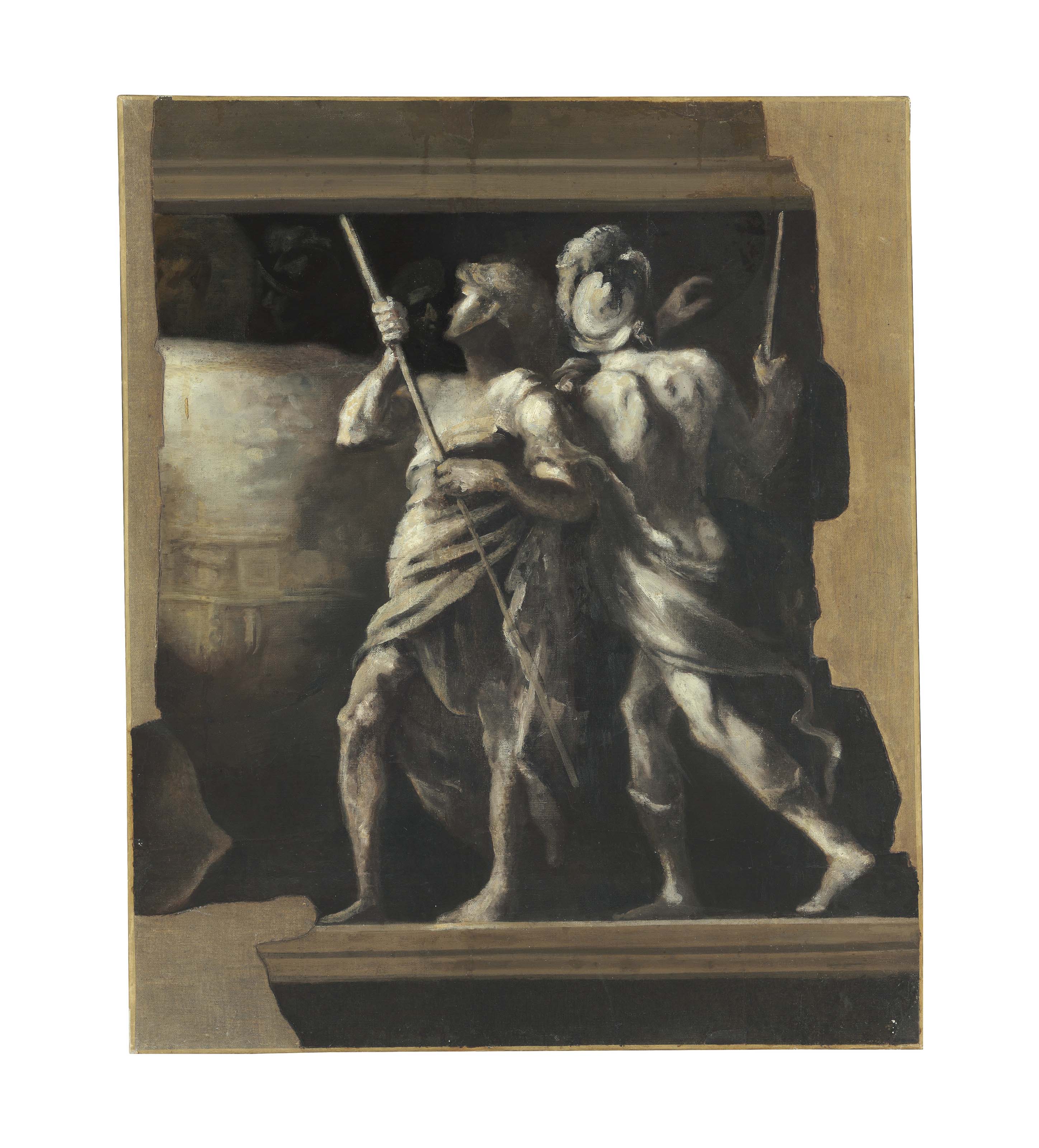 Caravaggio — Обманка гипсового или мраморного барельефа с изображением римских солдат: фрагмент