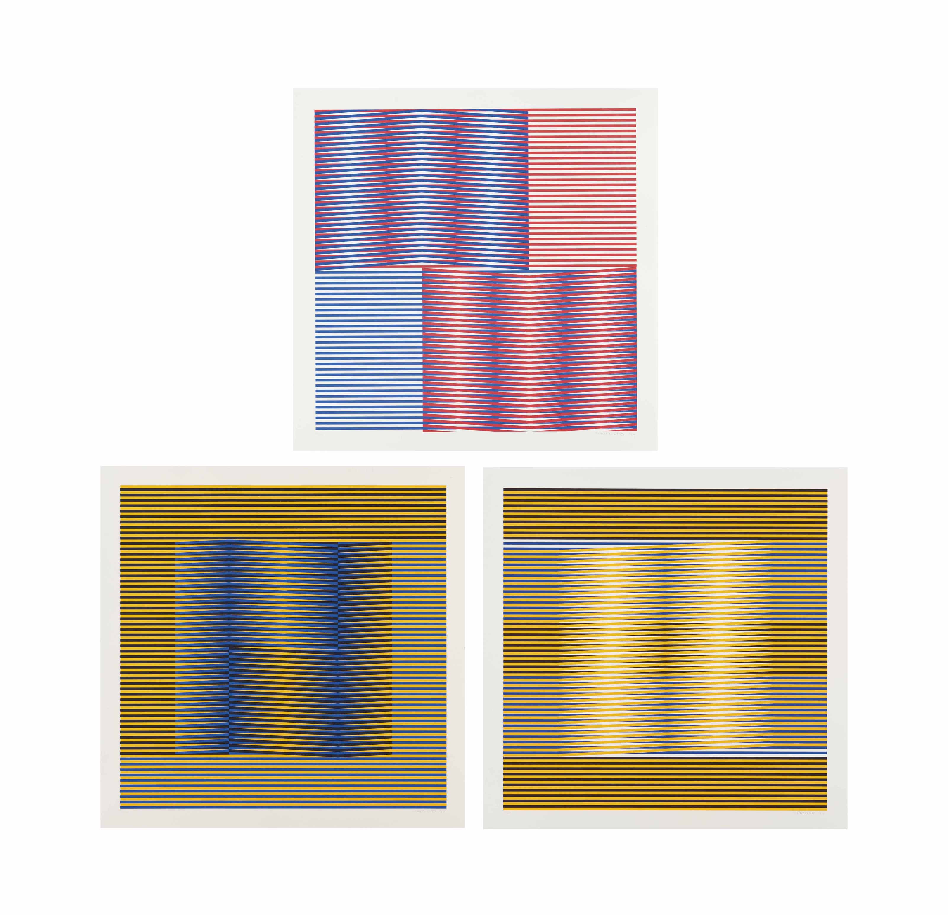 Carlos Cruz-Diez — Три пластины от: Induction Chromatique