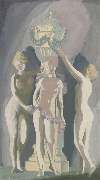 Cecil Beaton — Три обнаженные натуры окружают урну
