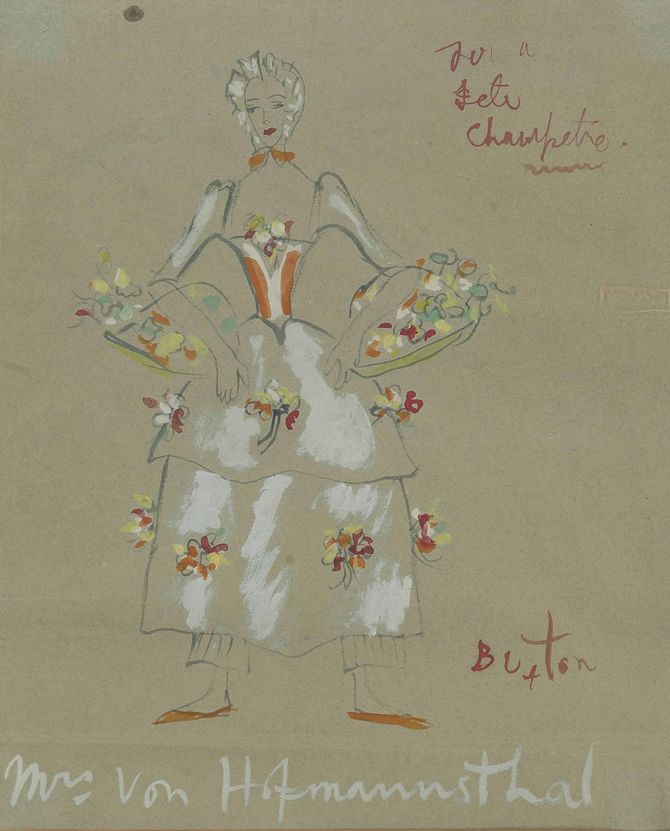 Cecil Beaton — Дизайн костюма для праздника чемпионов, который носила леди Элизабет фон Хофмансталь (1916-1980)