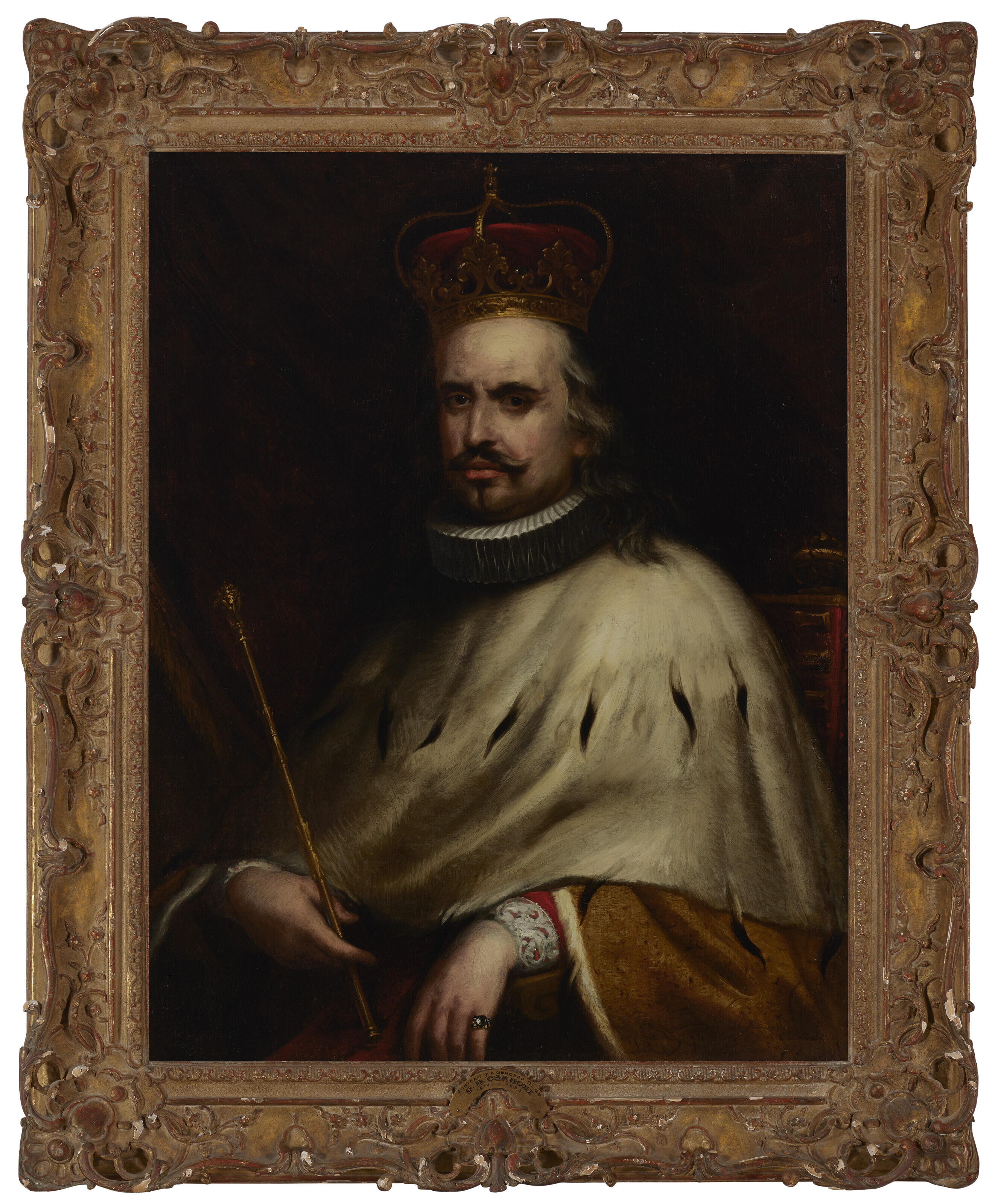 César — Портрет Чезаре Джентиле (1614-1681), 119-го дожа Генуи и короля Корсики, в полный рост, сидящий, изображение 2