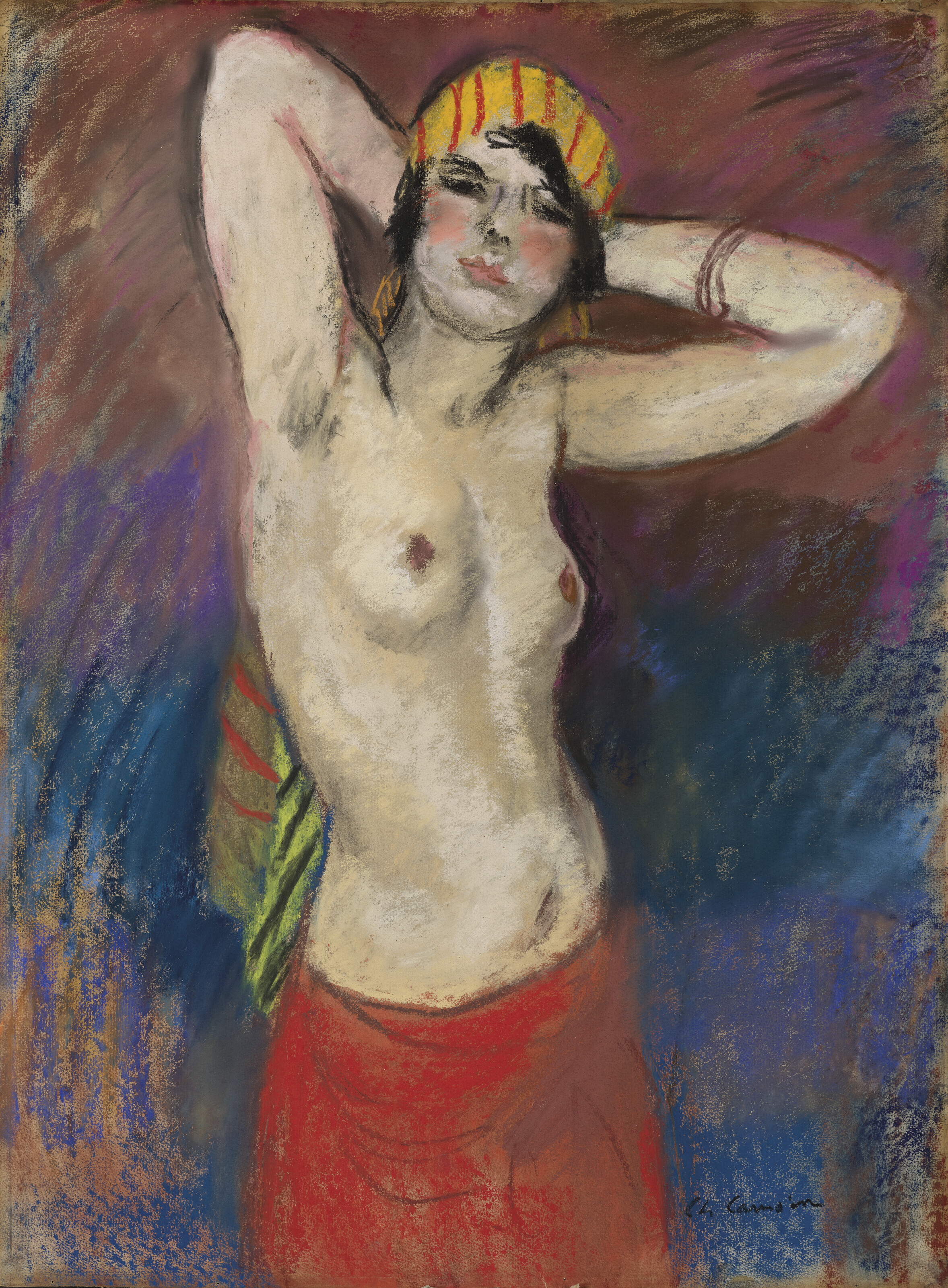 Charles Camoin — Бюст новой женщины в тюрбане с желтыми румянами Райе, изображение 1