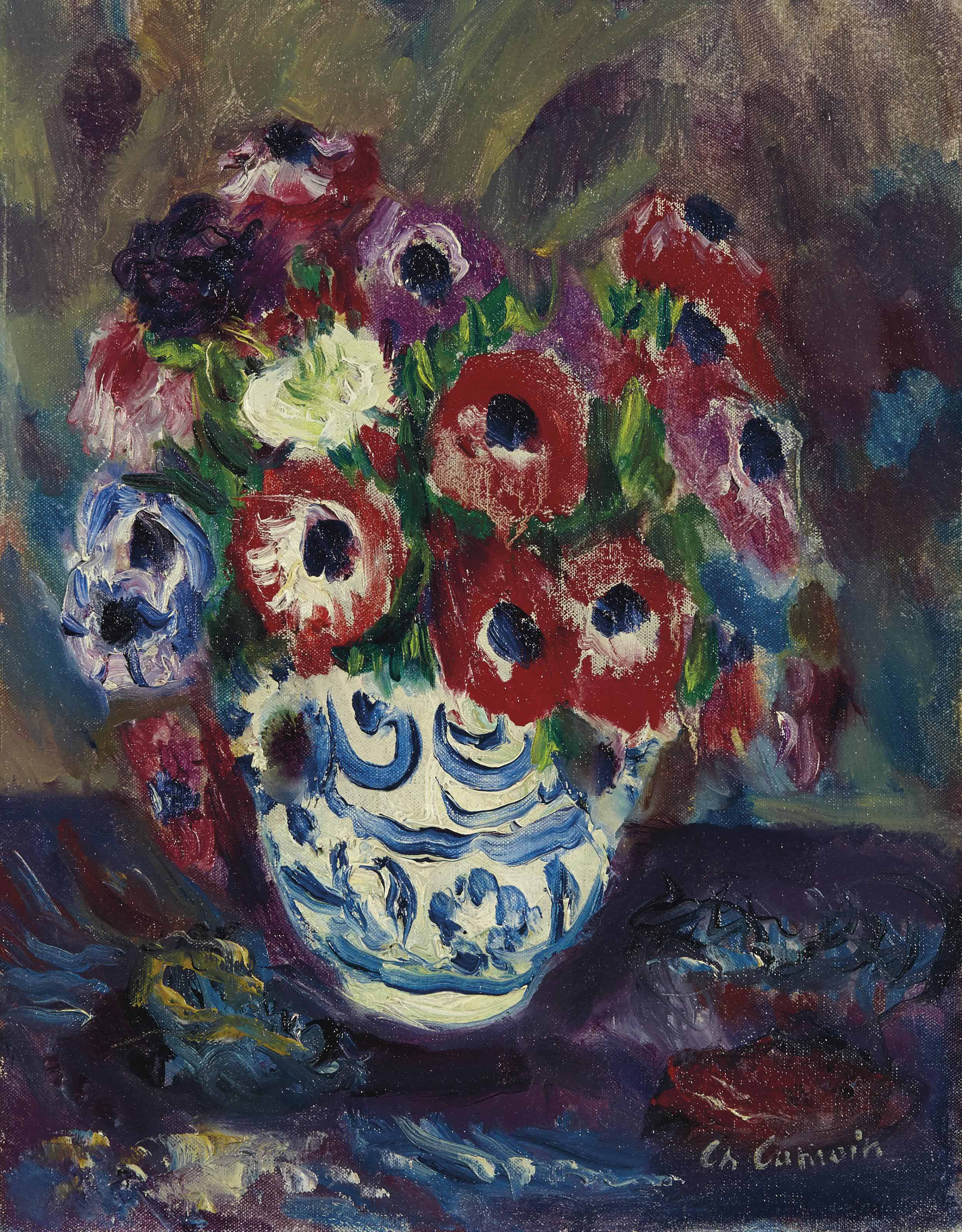 Charles Camoin — Голубые анемоны в горшочке