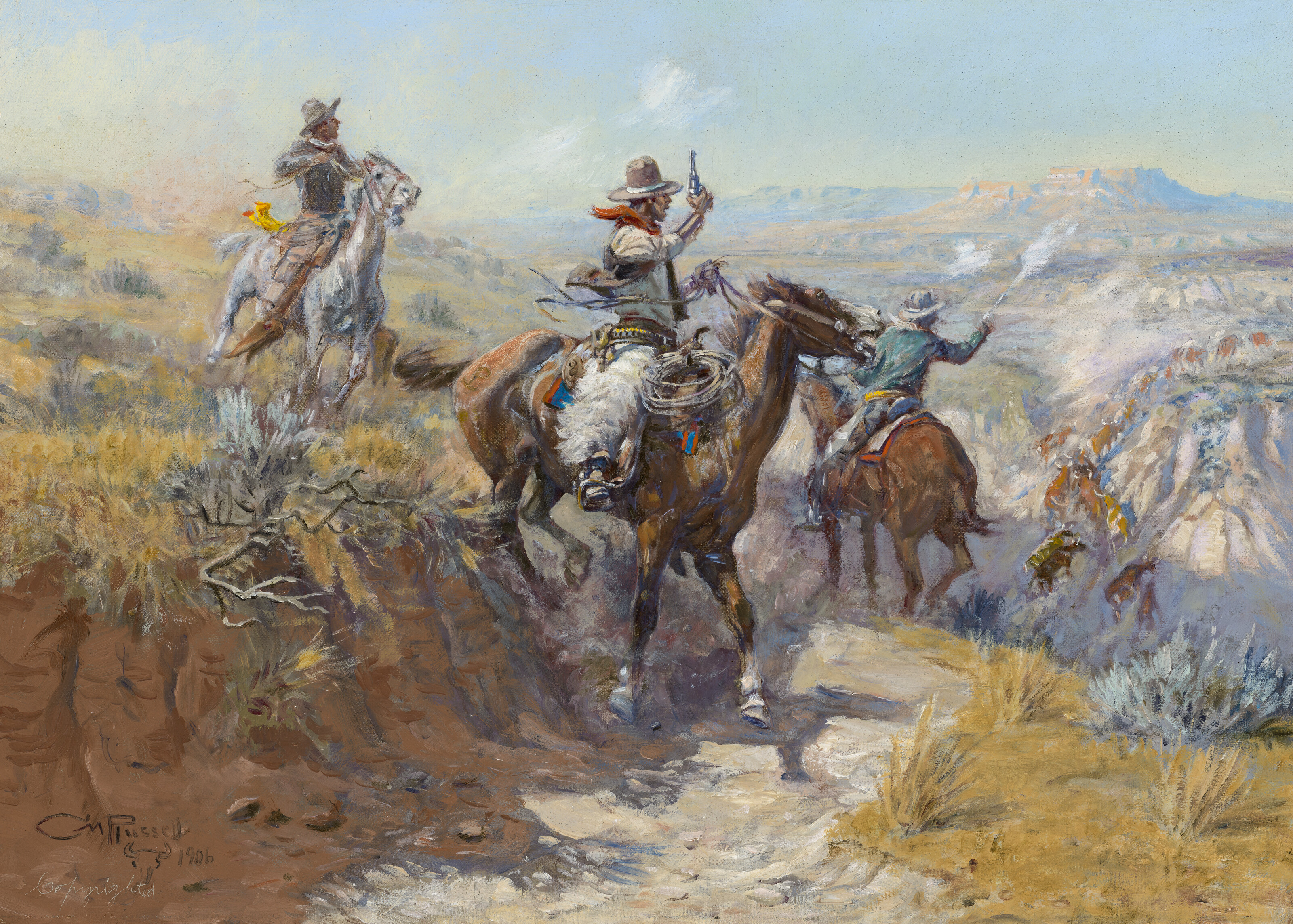 Charles Marion Russell — Выкуривая Их оттуда