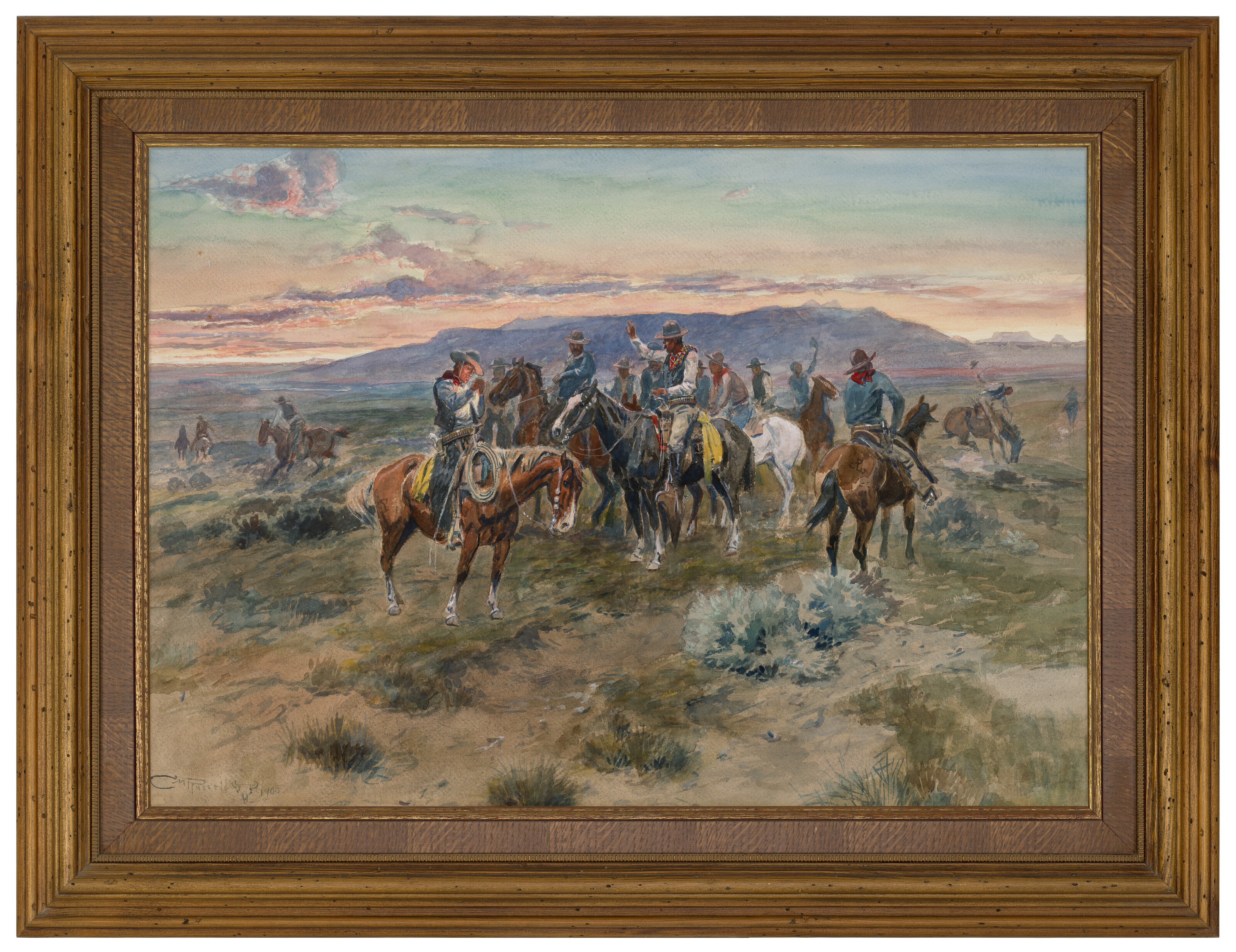 Charles Marion Russell — Рассеивая всадников, изображение 2