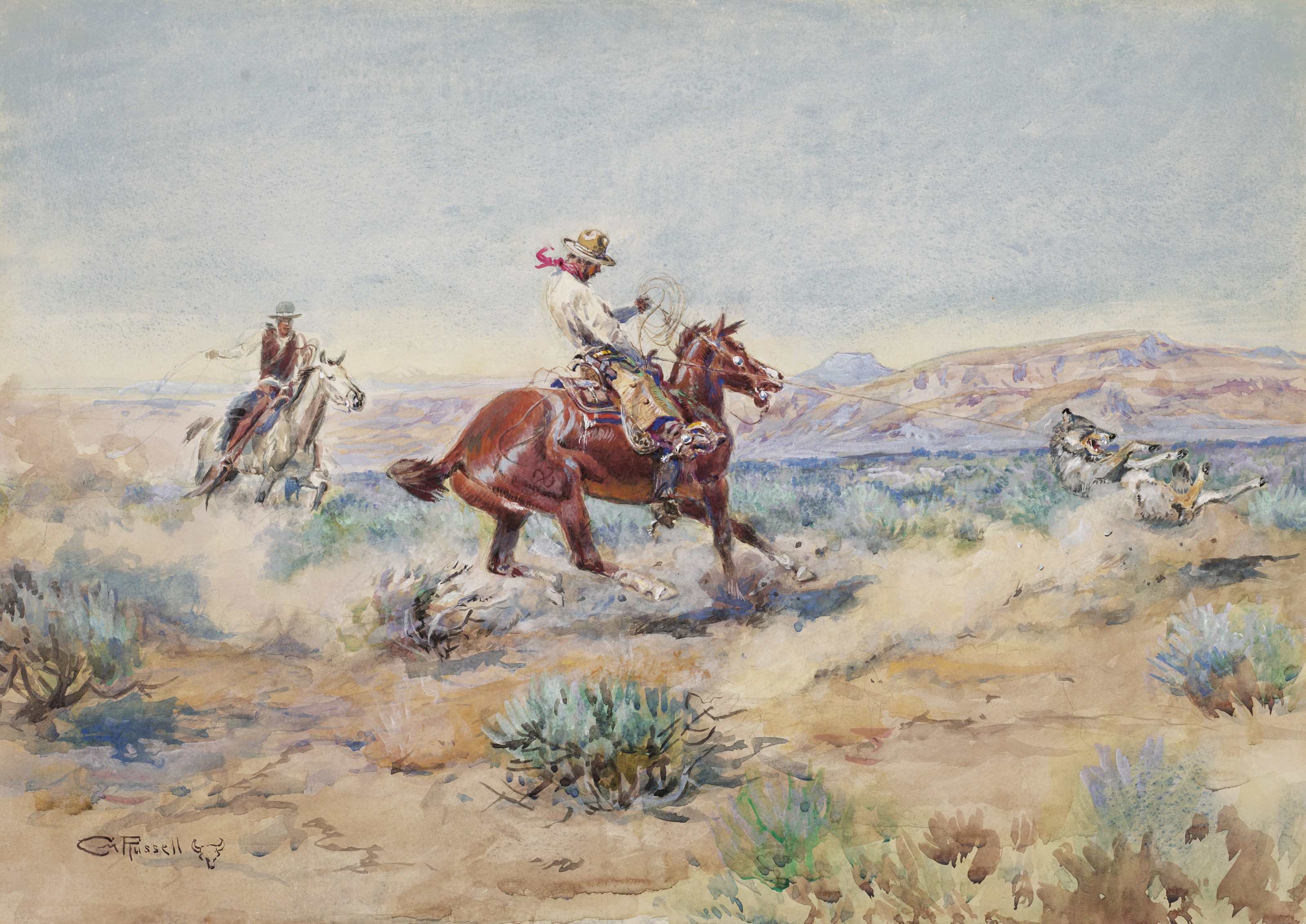 Charles Marion Russell — Обвязывание волка веревкой